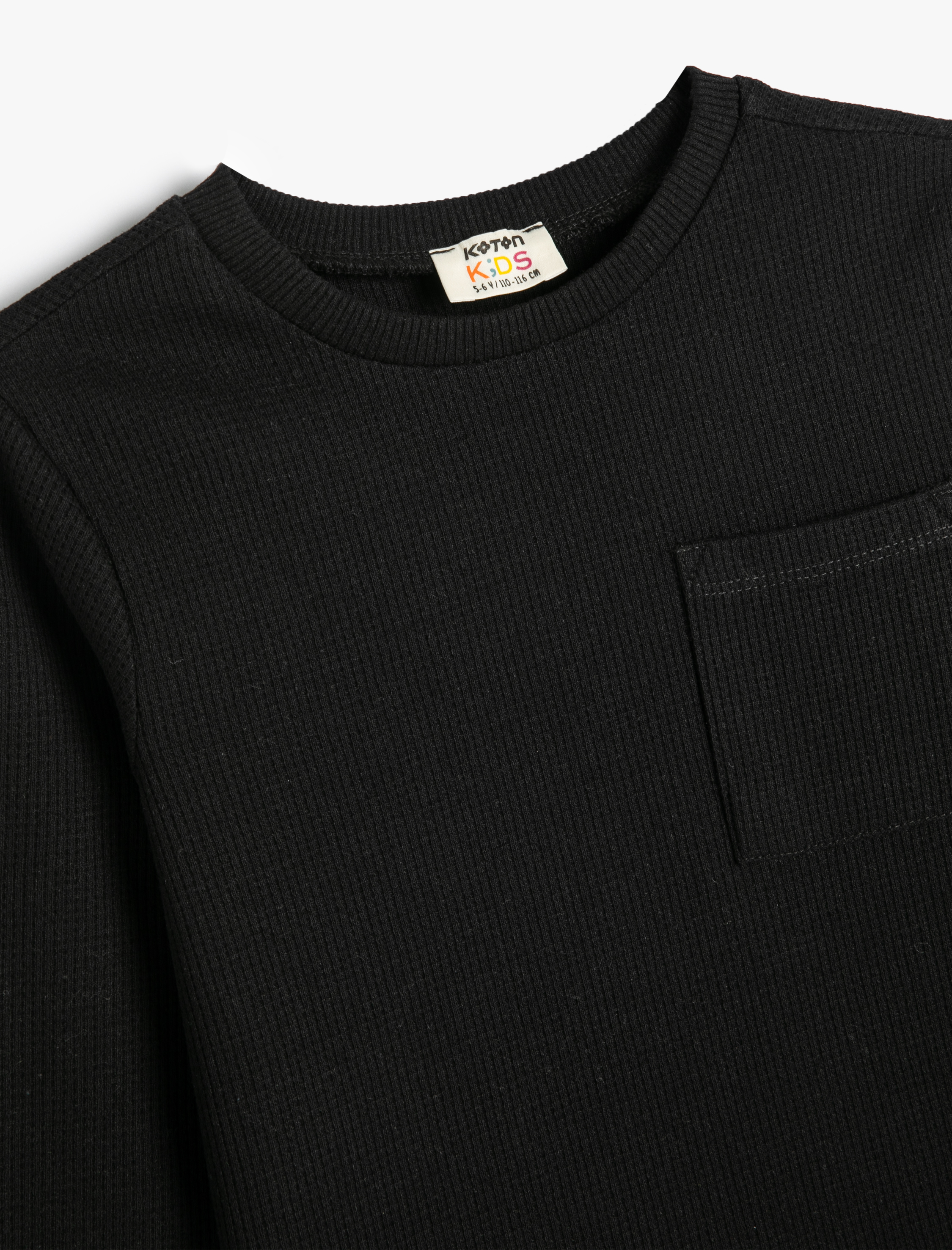  Erkek Çocuk Uzun Kollu Cep Detaylı Bisiklet Yaka Tişört