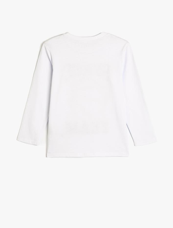 Erkek Çocuk Basketbol Temalı Uzun Kollu Pamuklu Bisiklet Yaka Tişört