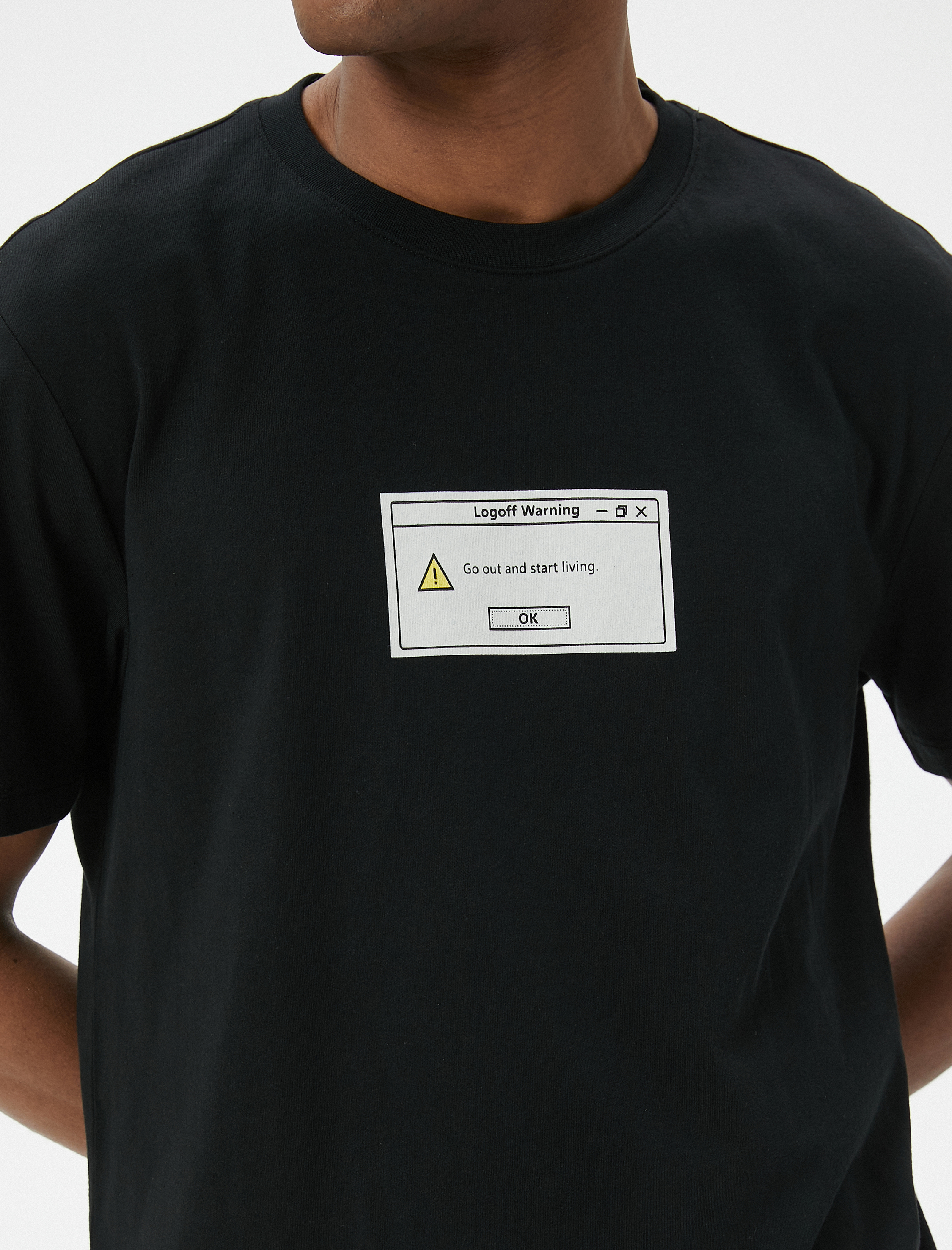   Baskılı Tişört Slim Fit Kısa Kollu Bisiklet Yaka Pamuklu