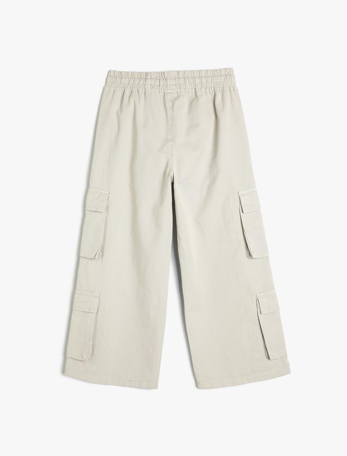 Kız Çocuk Kargo Pantolon Geniş Paça Pamuklu