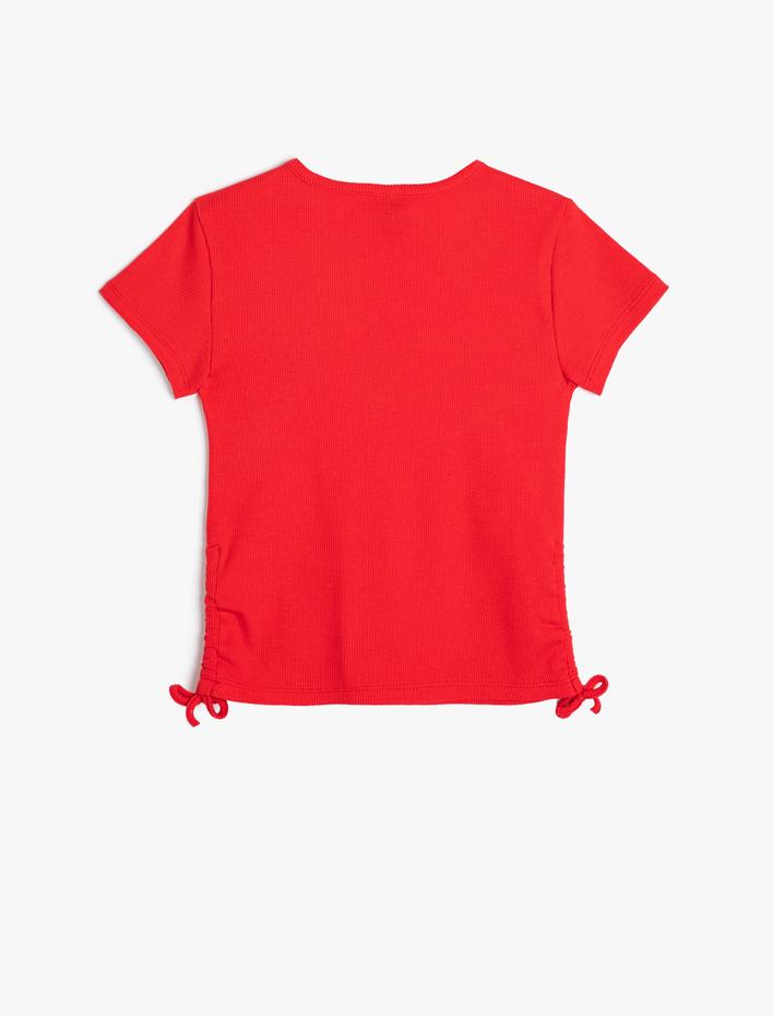 Kız Çocuk Tişört Kedi Baskılı Kısa Kollu Pamuklu