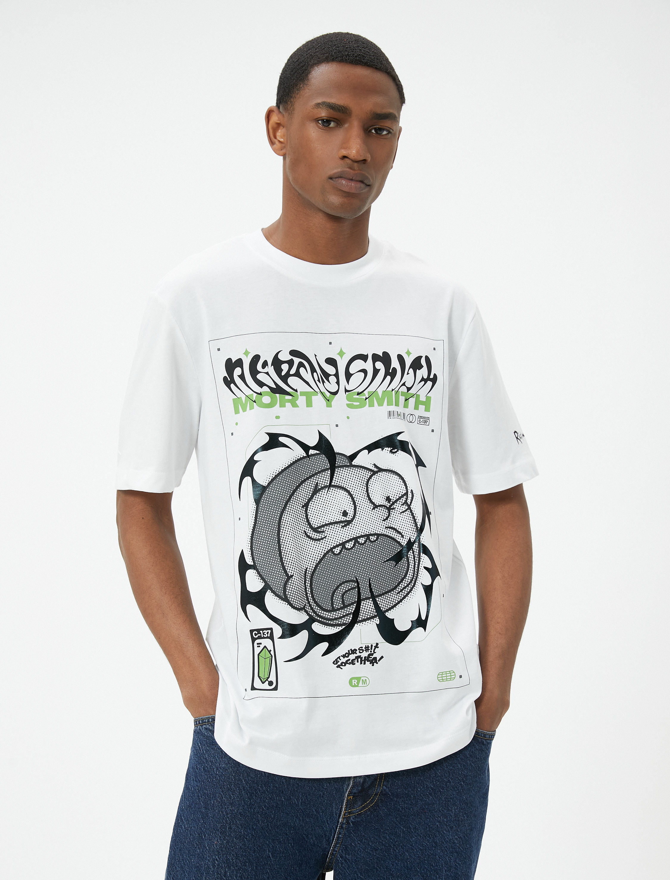 Rick and Morty Tişört Lisanslı Kısa Kollu Bisiklet Yaka Pamuklu