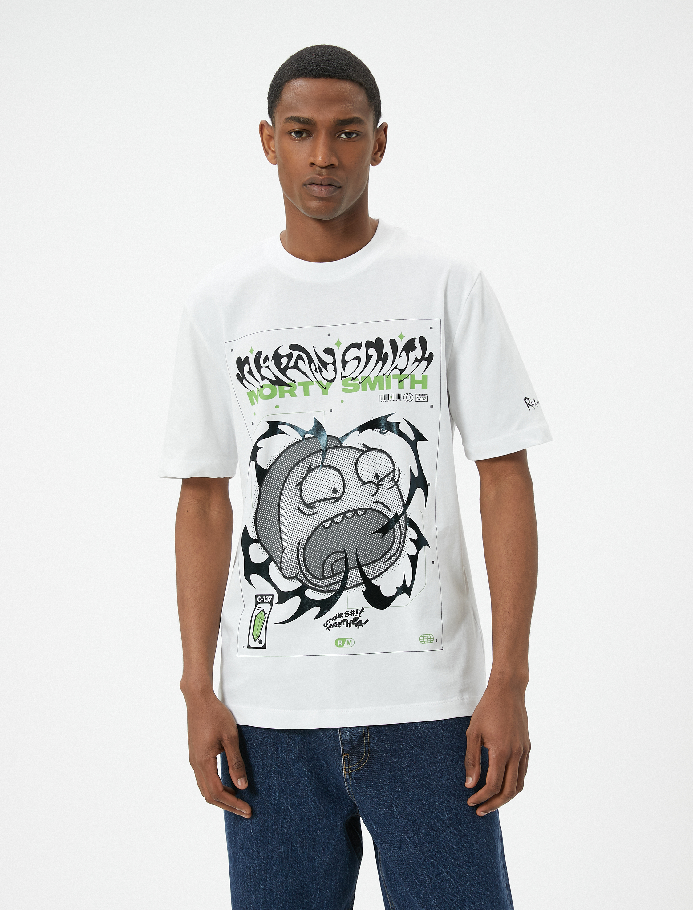 Rick and Morty Tişört Lisanslı Kısa Kollu Bisiklet Yaka Pamuklu
