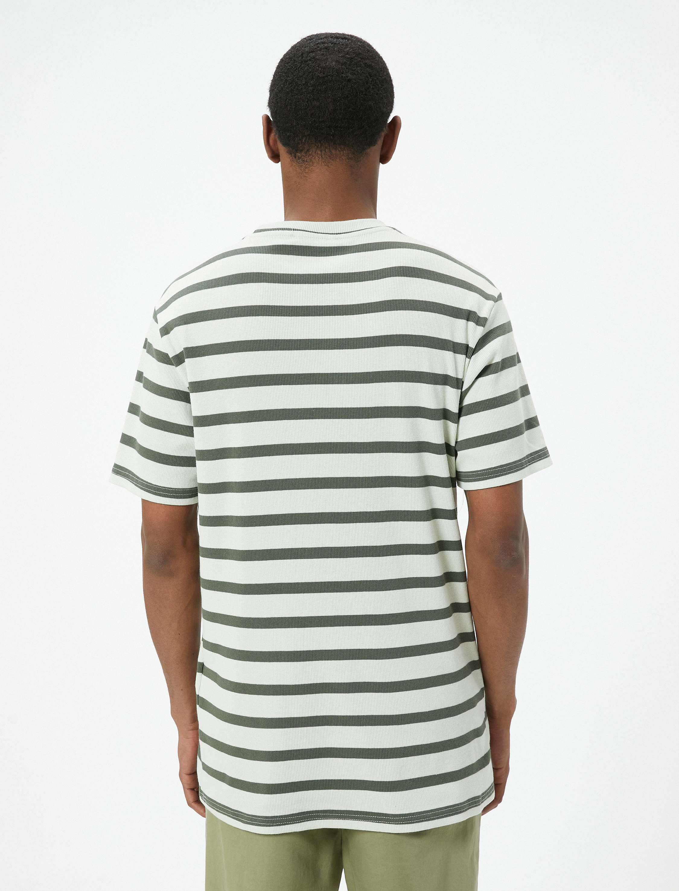   Basic Tişört Slim Fit Çizgili Bisiklet Yaka Kısa Kollu