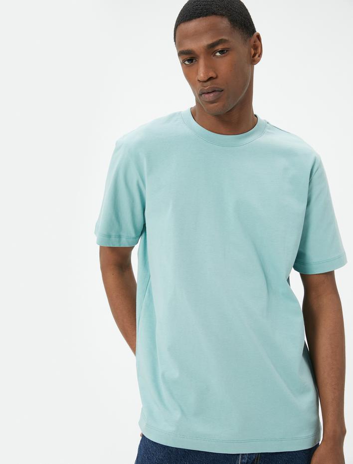  Basic Tişört Bisiklet Yaka Kısa Kollu Pamuklu