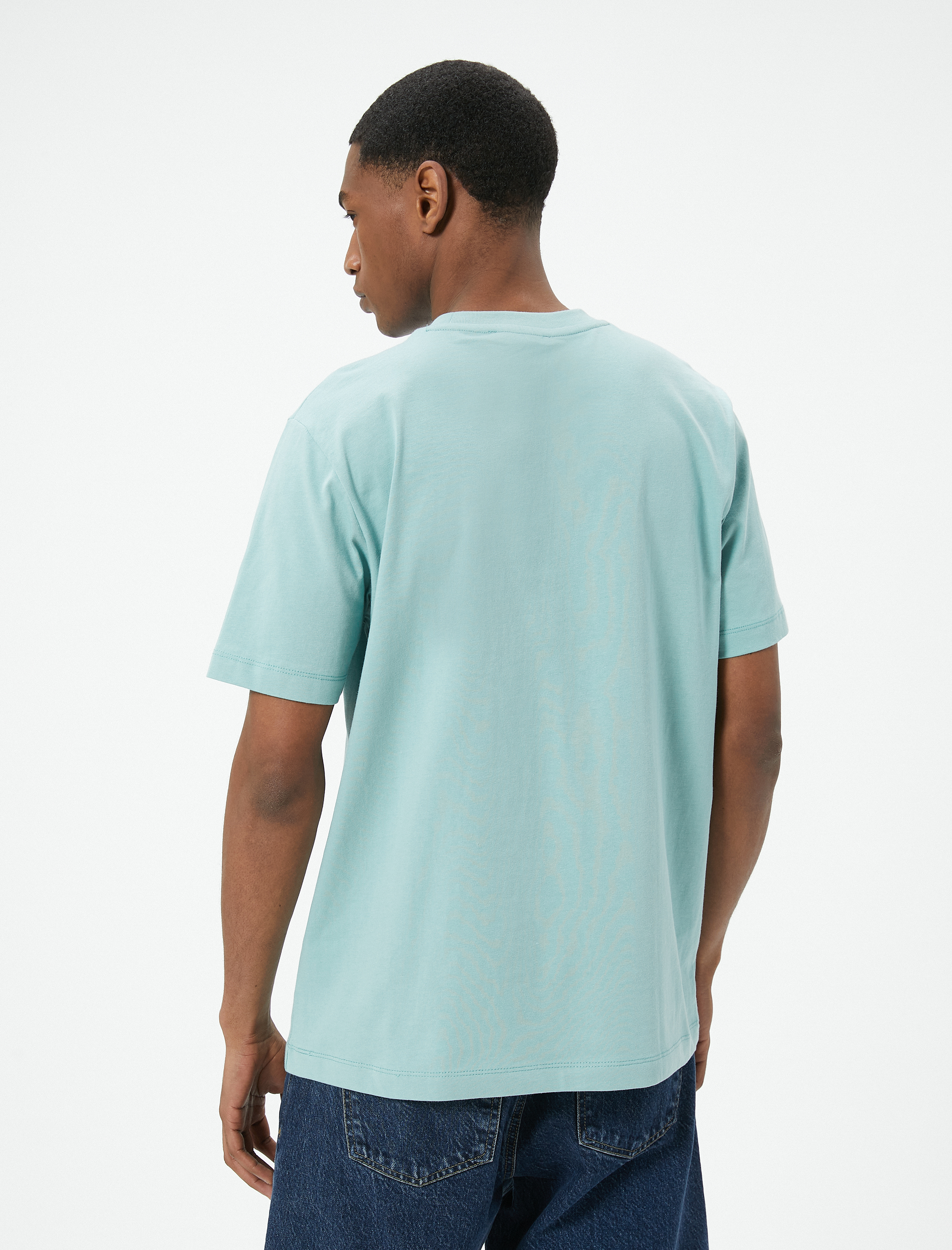   Basic Tişört Bisiklet Yaka Kısa Kollu Pamuklu