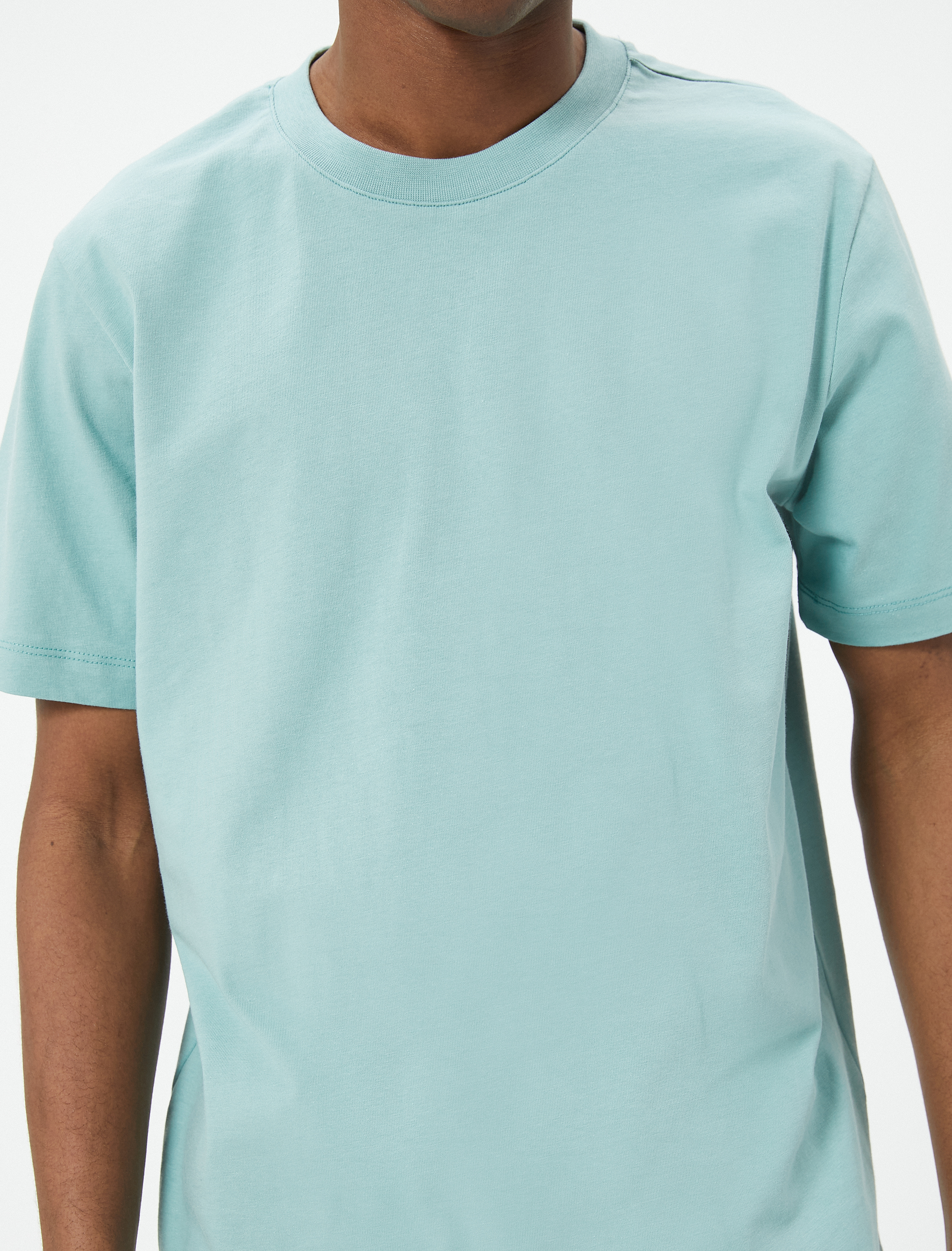   Basic Tişört Bisiklet Yaka Kısa Kollu Pamuklu