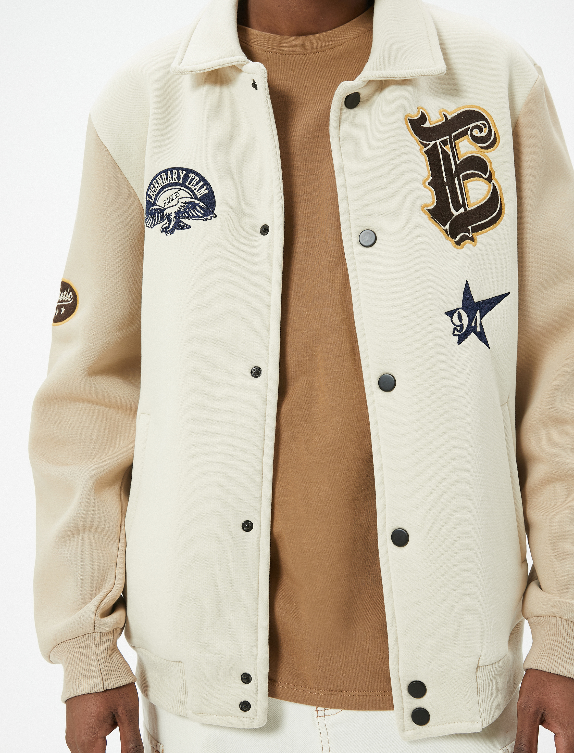   Kolej Ceket Aplike Detaylı Cepli Gömlek Yaka Çıt Çıt Düğmeli Şardonlu