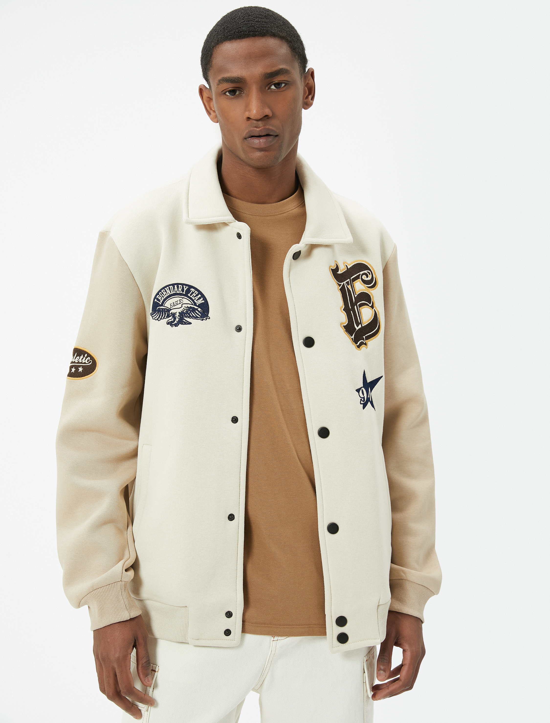   Kolej Ceket Aplike Detaylı Cepli Gömlek Yaka Çıt Çıt Düğmeli Şardonlu