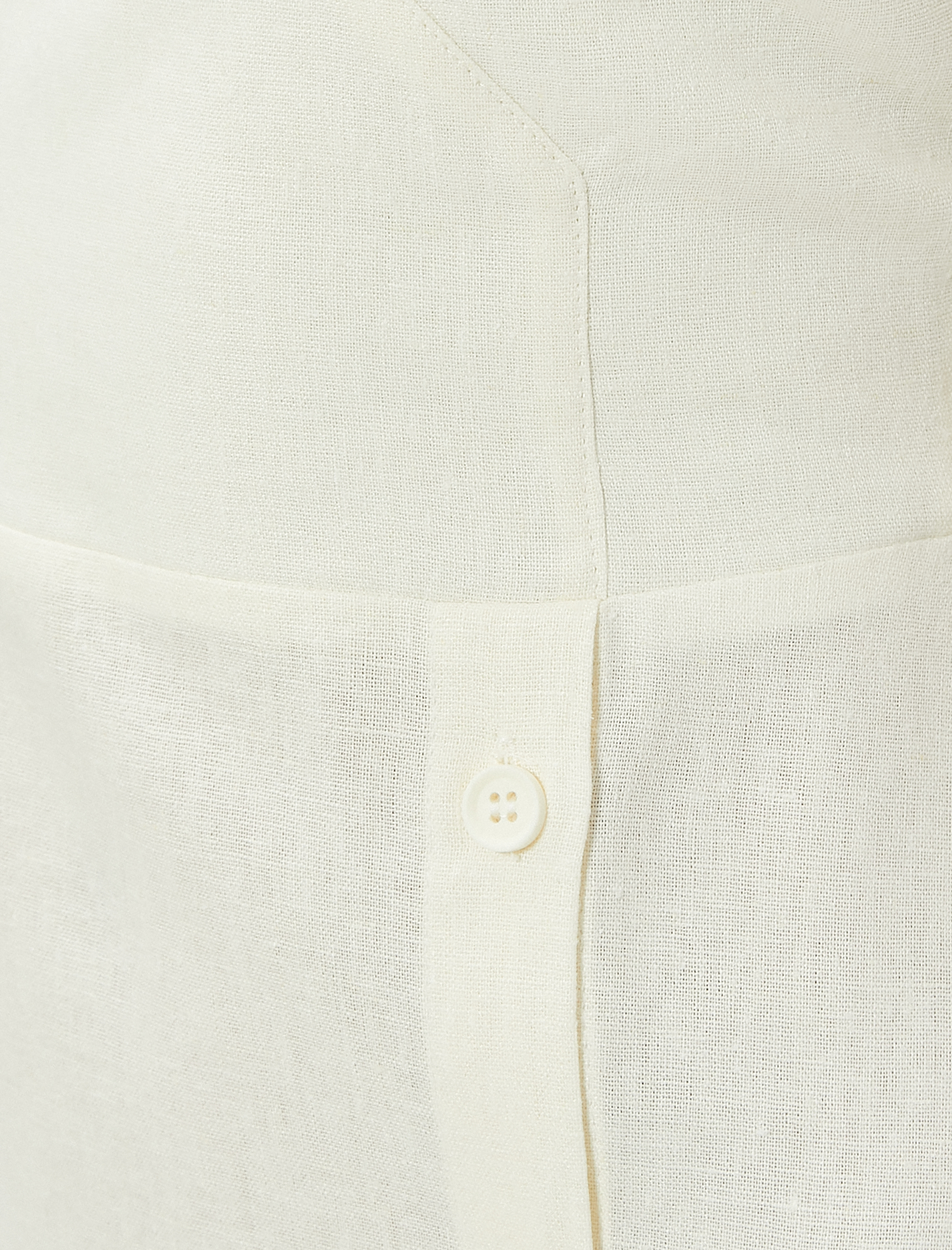   Midi Keten Elbise Kruvaze Yaka Düğme Detaylı İnce Askılı