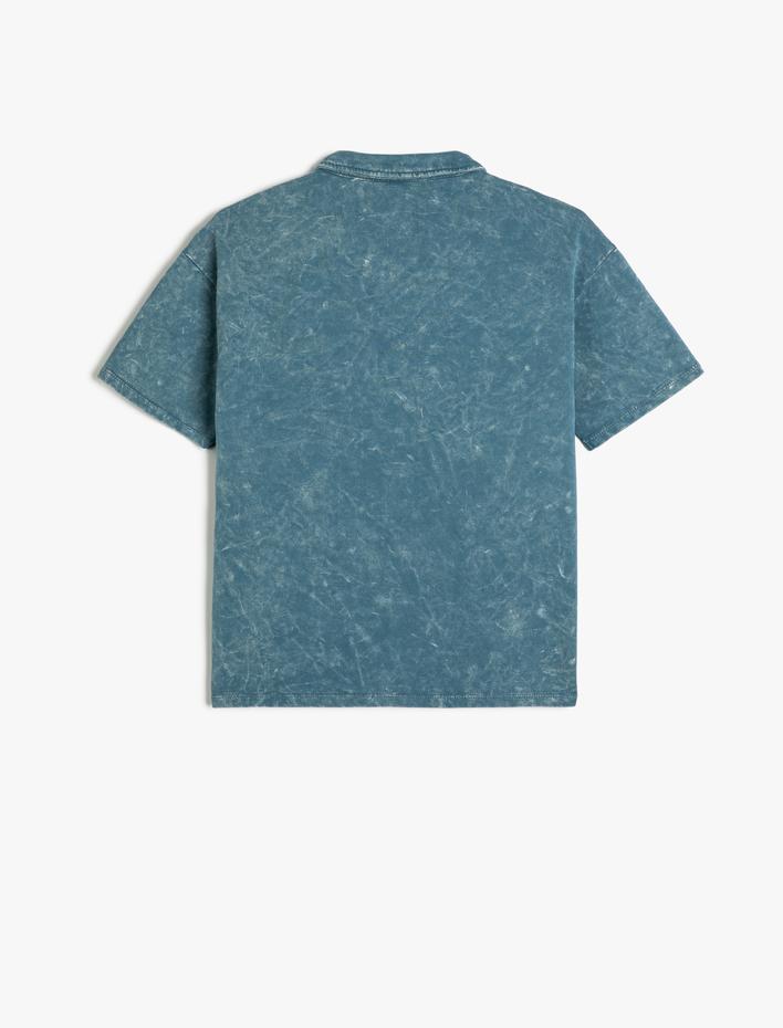 Erkek Çocuk Polo Yaka Tişört Yıkamalı İşlemeli Kısa Kollu Pamuklu