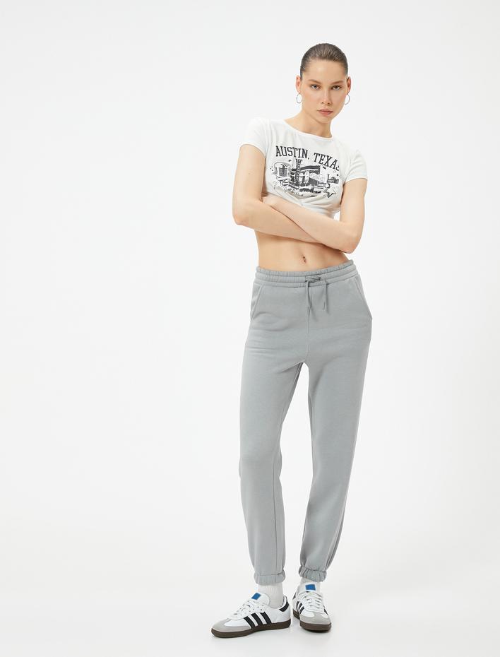  Şardonlu Jogger Eşofman Altı Beli Bağlamalı Cepli