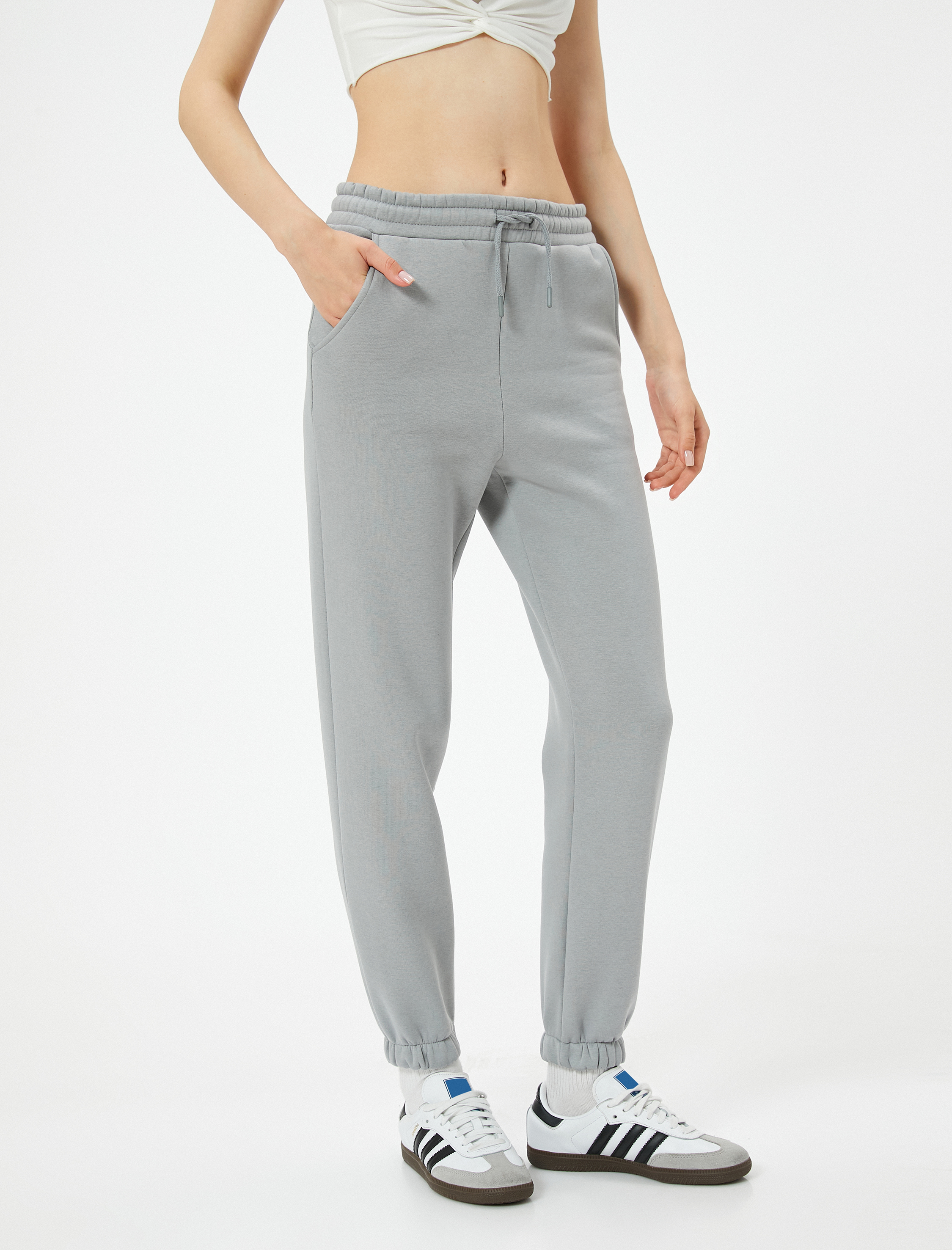 Şardonlu Jogger Eşofman Altı Beli Bağlamalı Cepli