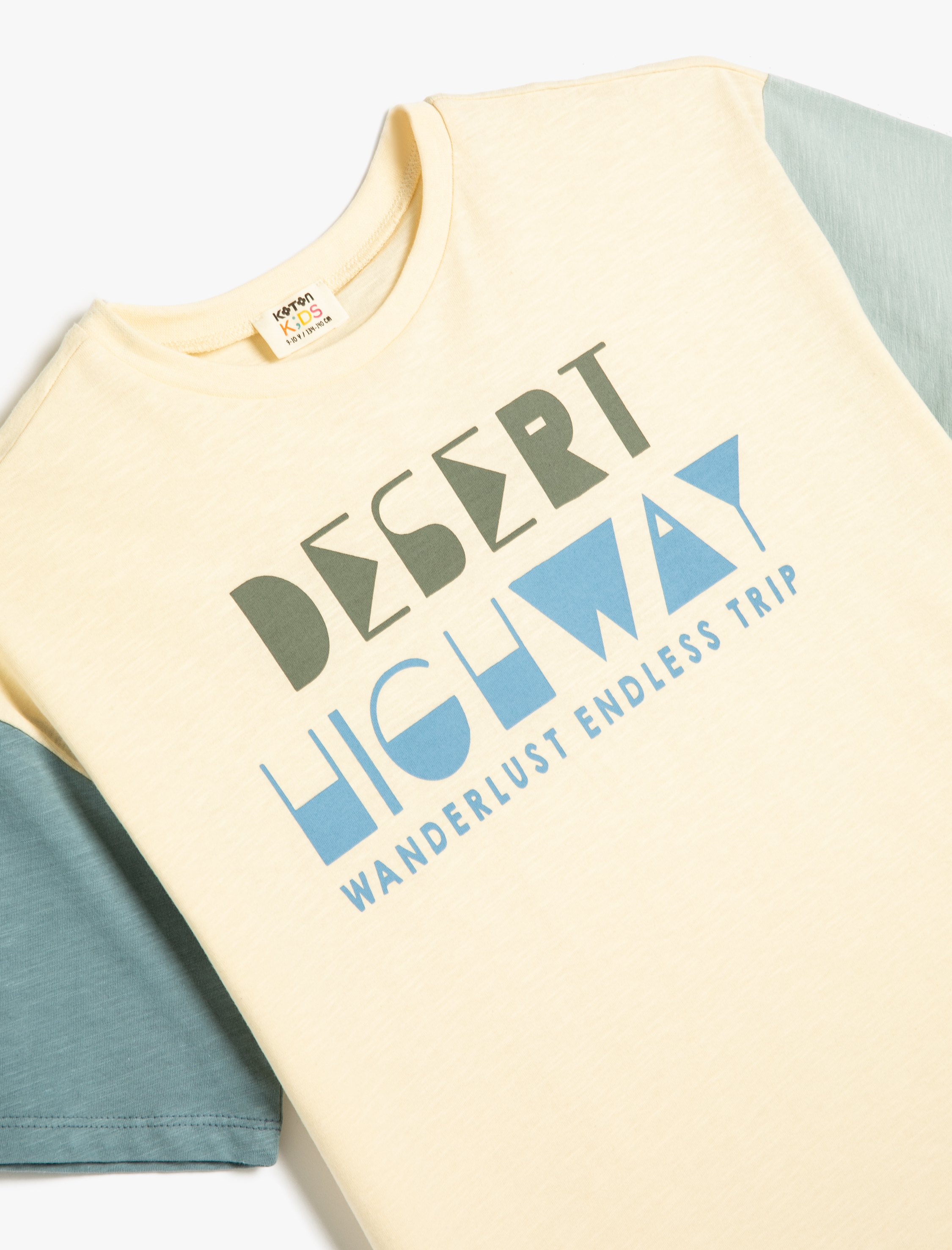  Erkek Çocuk Tişört Slogan Baskılı Kısa Kollu Bisiklet Yaka Pamuklu