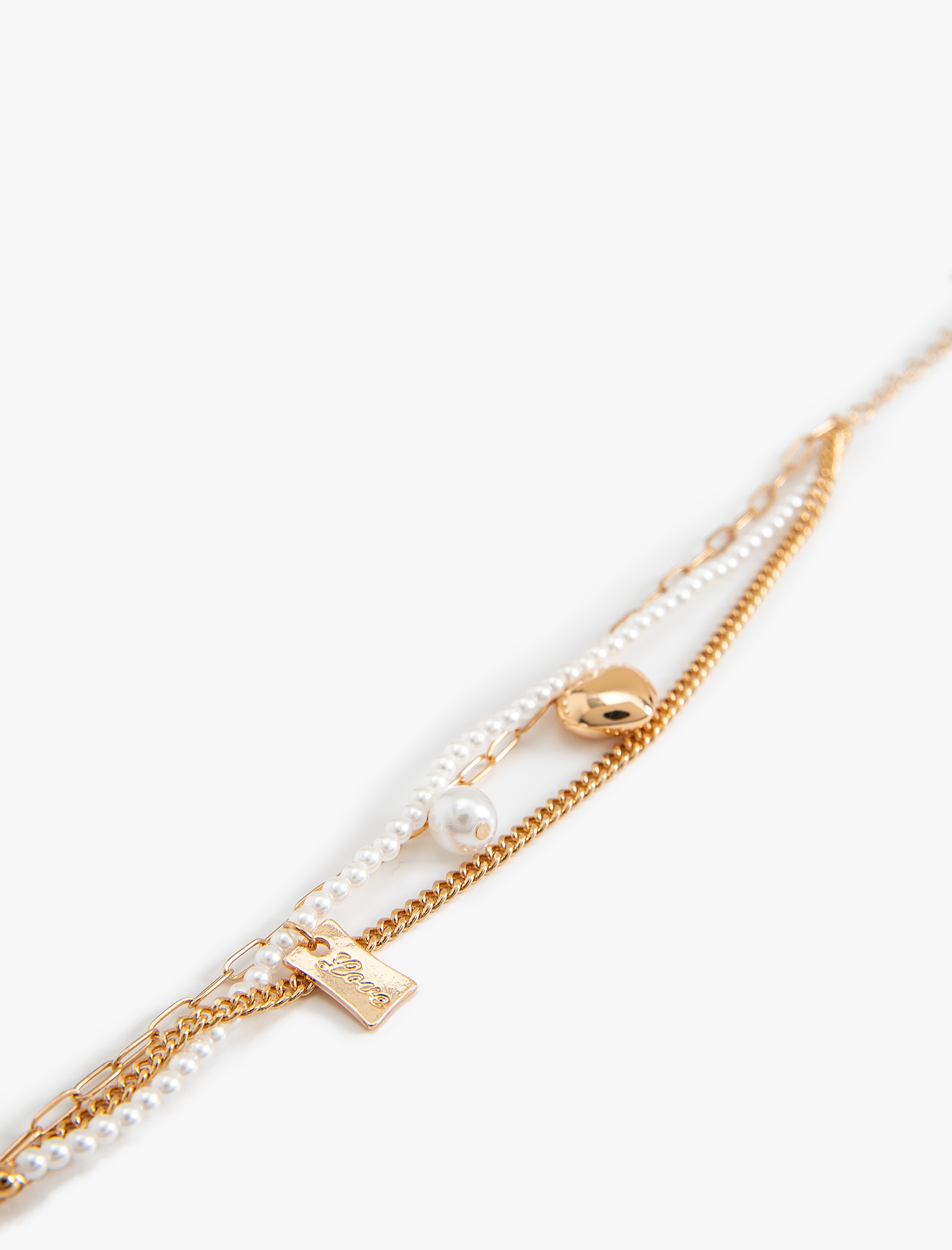  Kadın Zincir Bileklik Üç Sıralı Kalp Detaylı