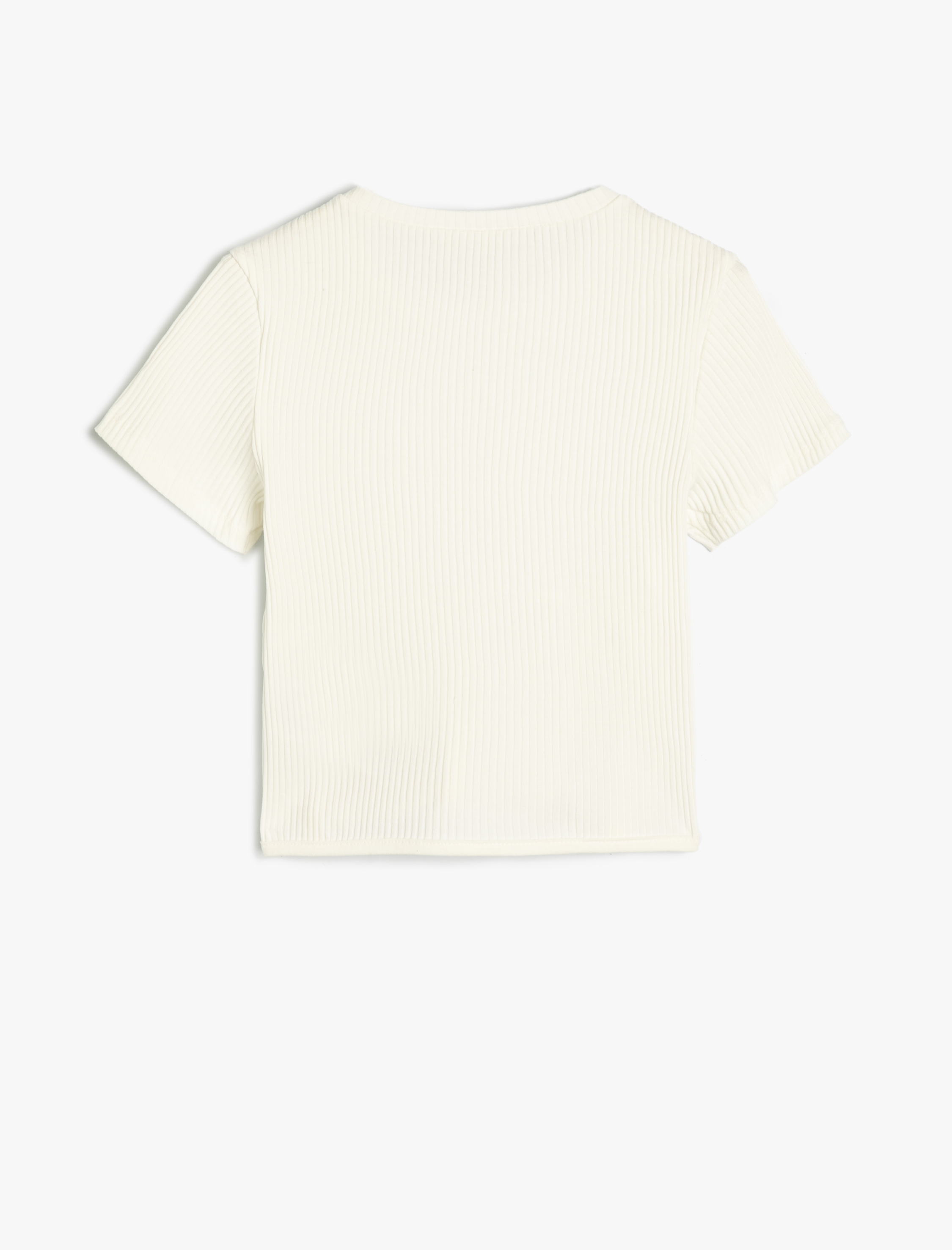  Kız Çocuk Basic Tişört Kısa Kollu Bisiklet Yaka Ribanalı Dikiş Detaylı