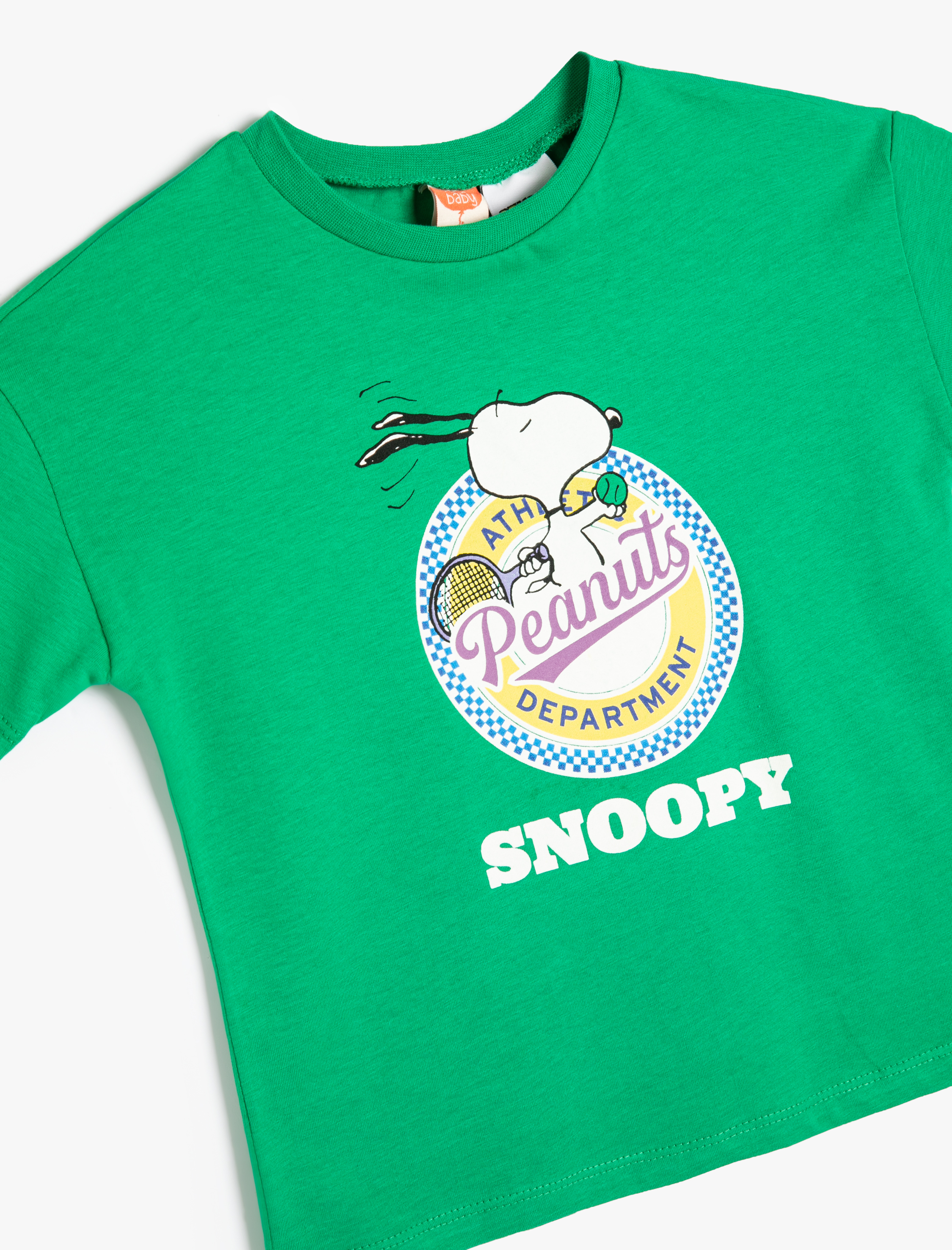 Erkek Bebek Snoopy Tişört Lisanslı Kısa Kollu Bisiklet Yaka Pamuklu