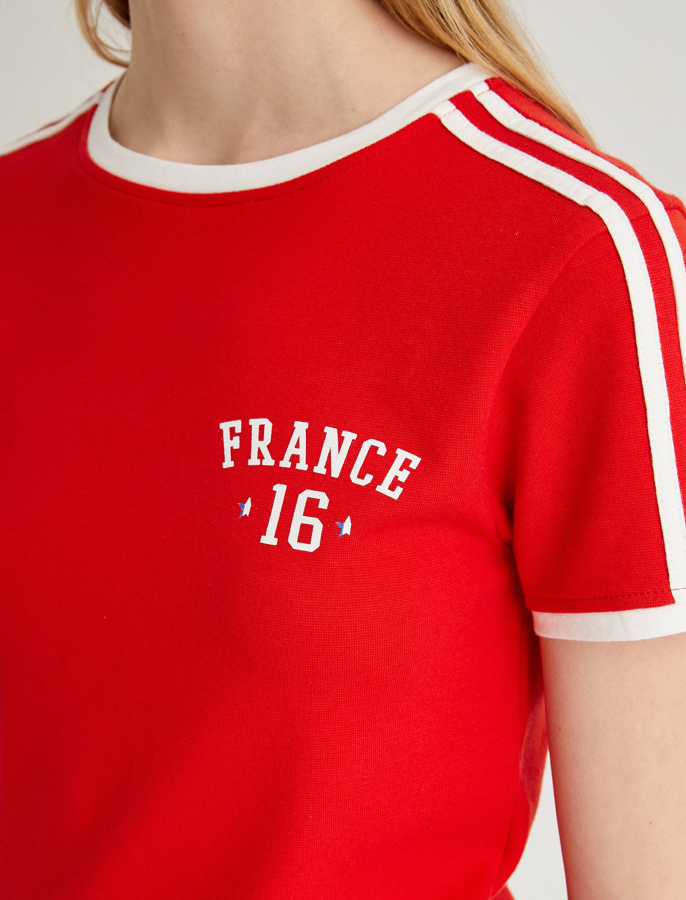   Vintage Forma Tişört Çizgili Arkası Rakam Baskılı Kısa Kollu Bisiklet Yaka