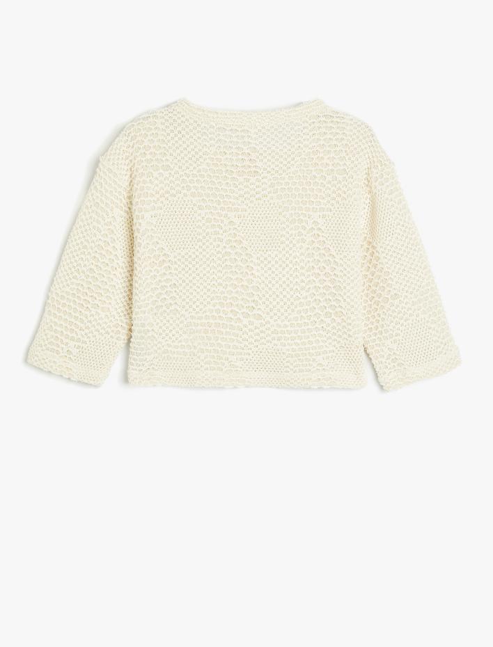 Kız Çocuk Ajurlu Sweatshirt Bisiklet Yaka