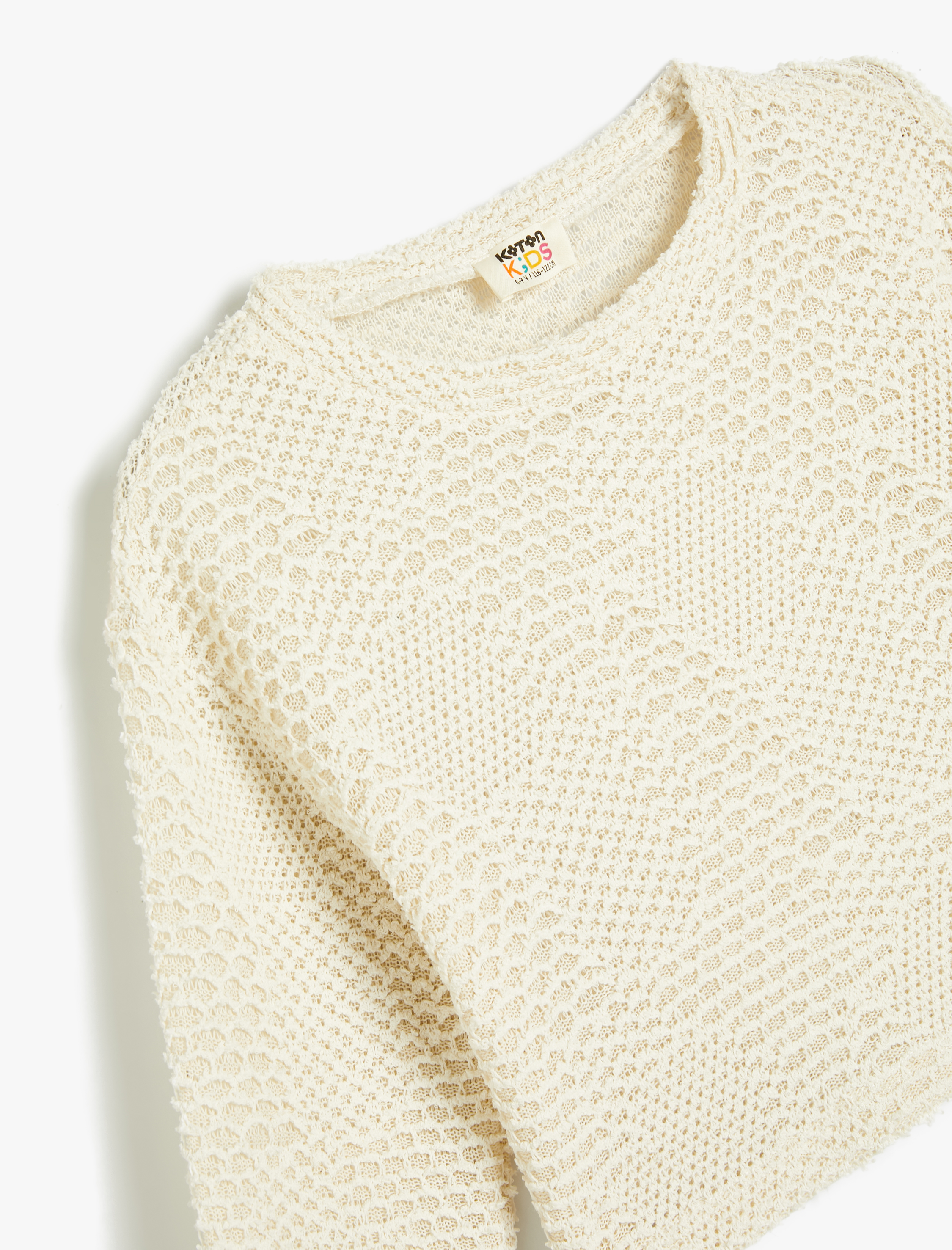  Kız Çocuk Ajurlu Sweatshirt Bisiklet Yaka