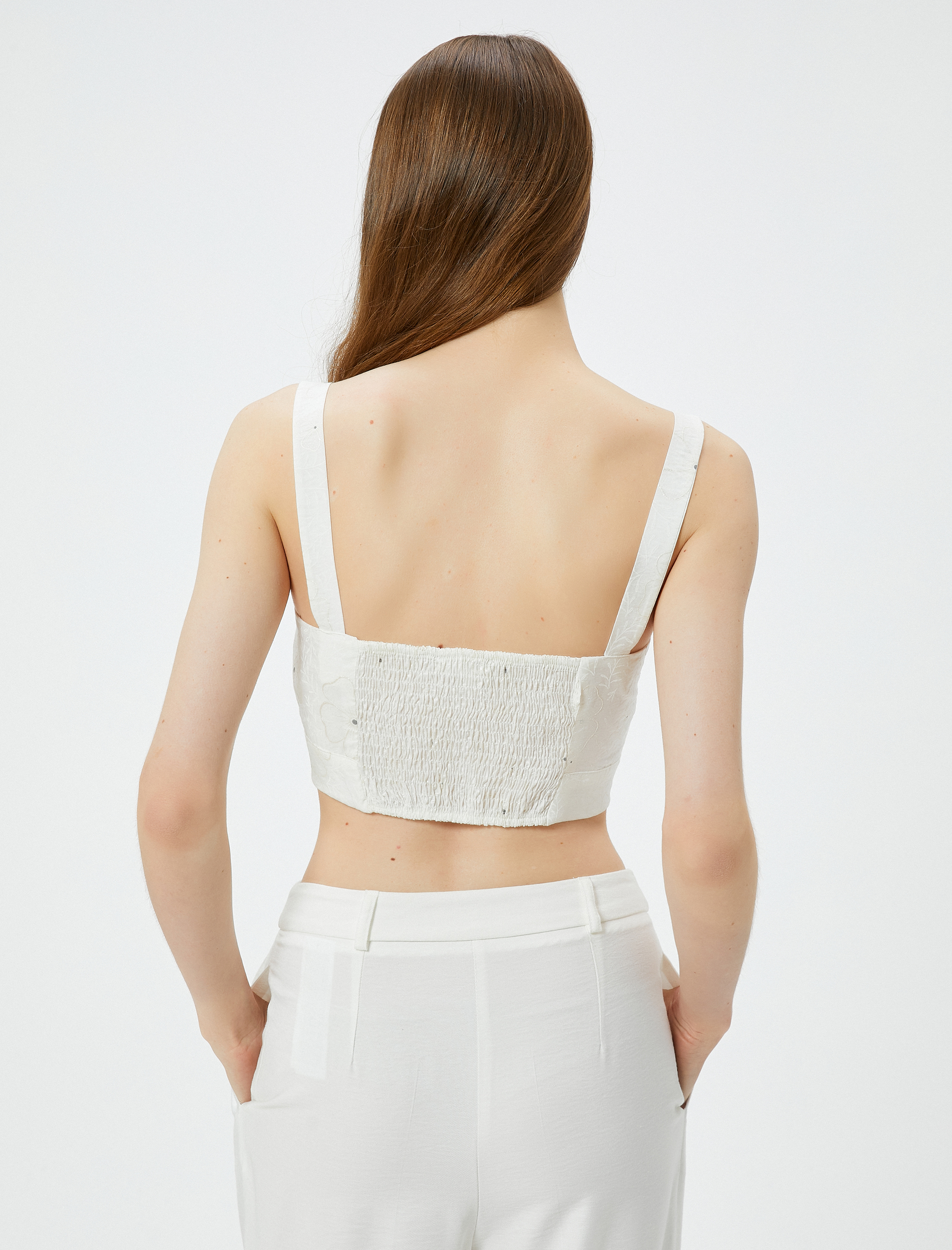   Fisto Crop Üst Askılı Kare Yaka Viskon