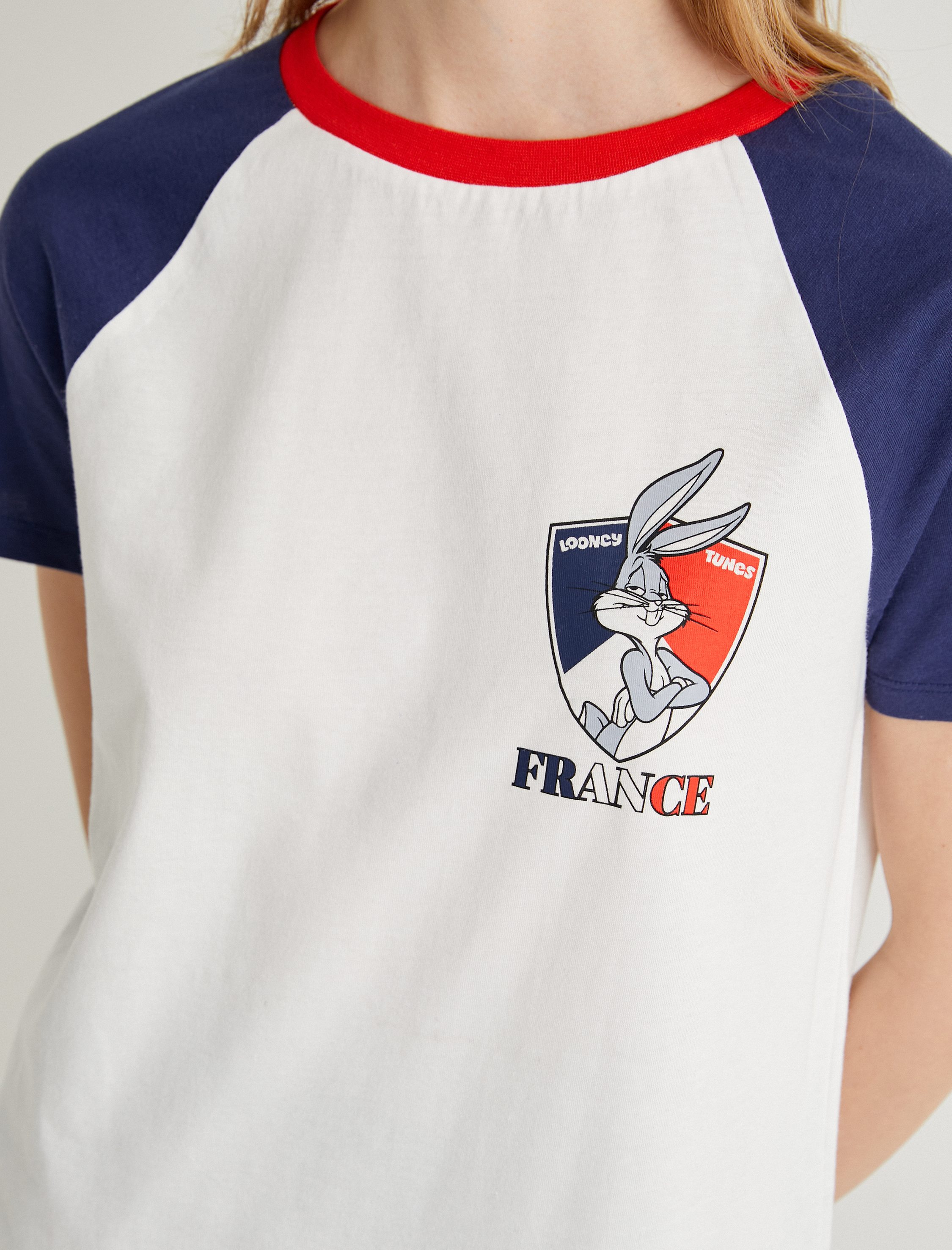   Bugs Bunny Tişört Lisanslı Renk Bloklu Kısa Kollu Bisiklet Yaka