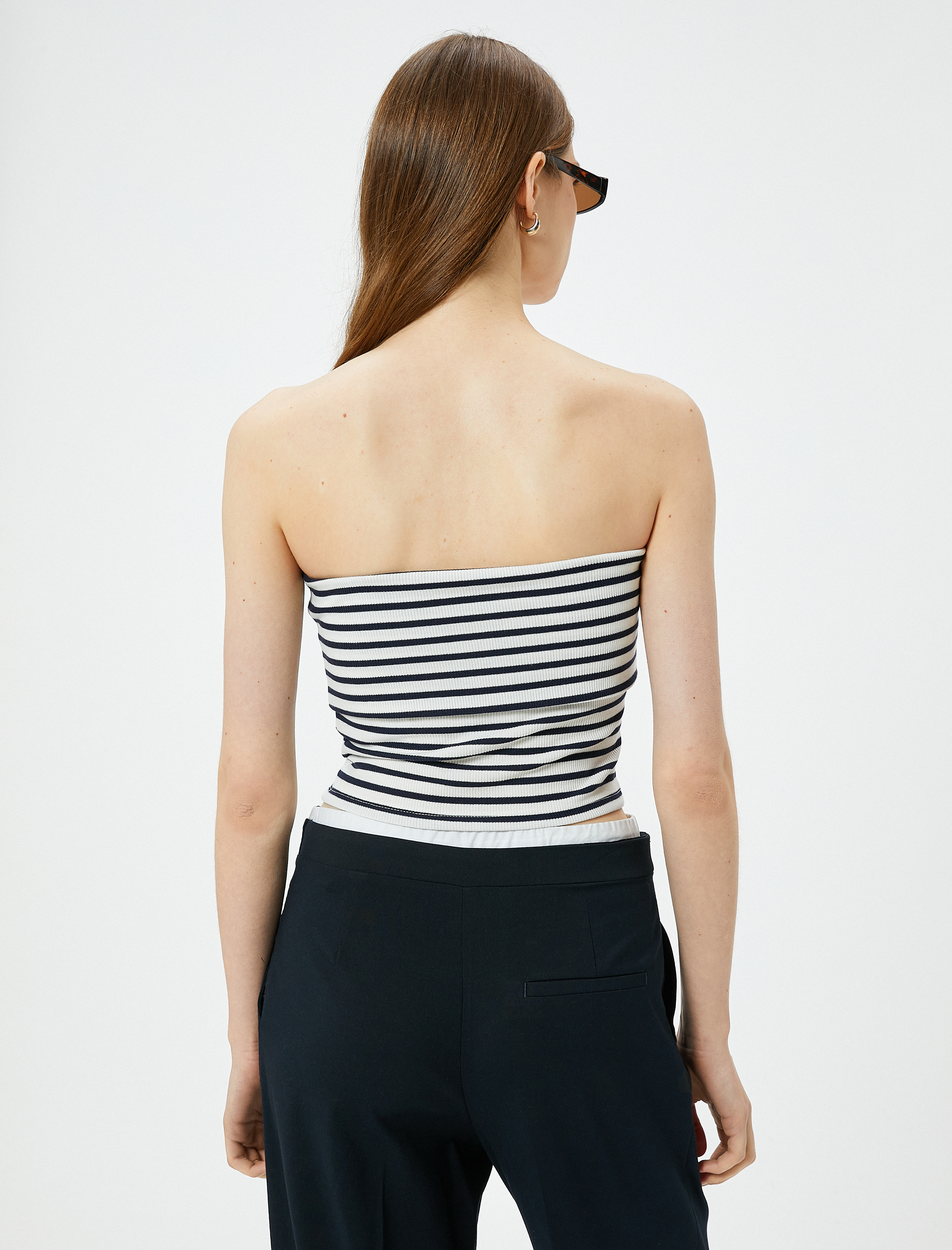   Straplez Üst Kat Detaylı Ribanalı Slim Fit