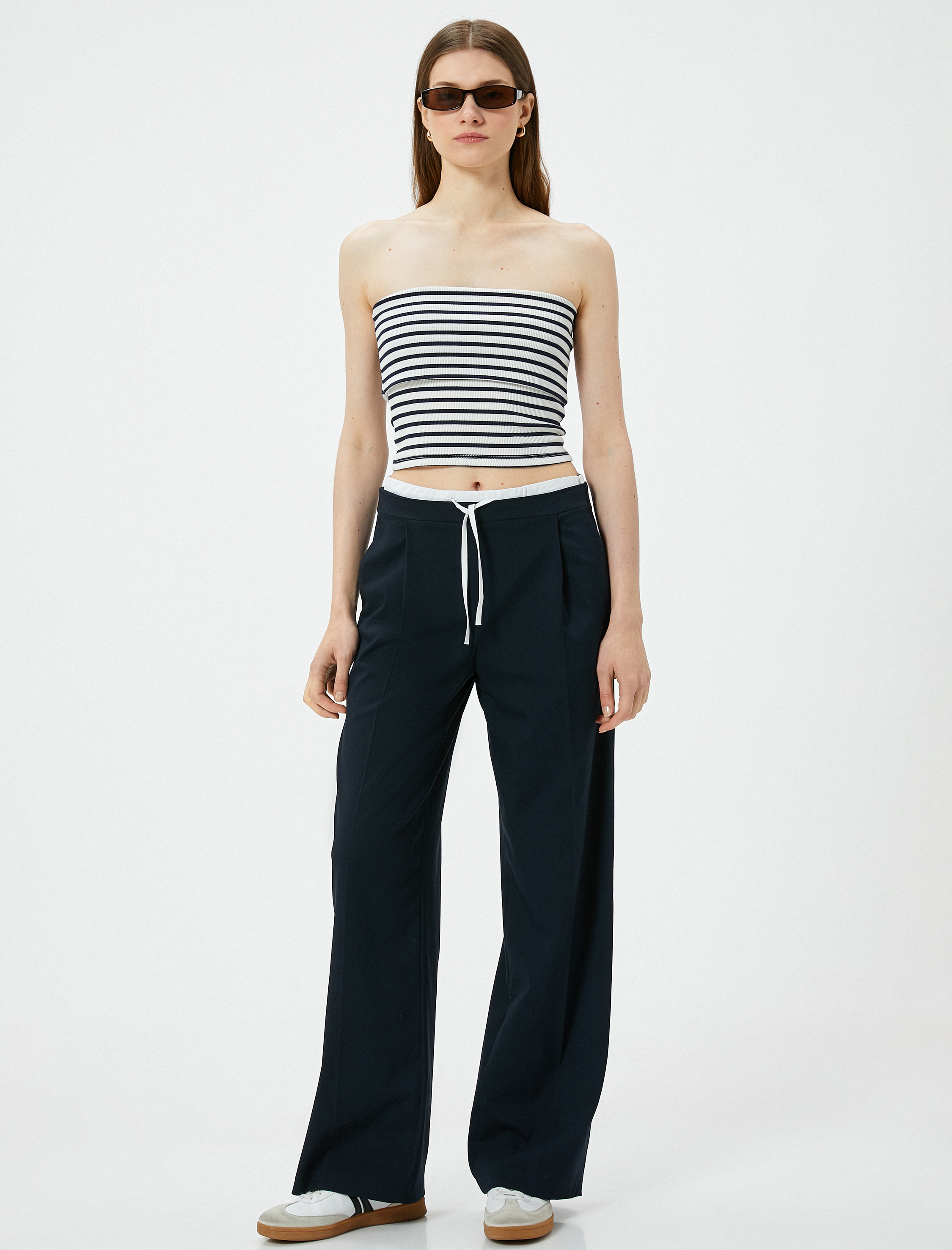   Straplez Üst Kat Detaylı Ribanalı Slim Fit