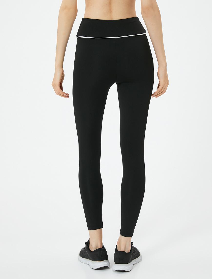   Spor Tayt Yüksek Bel Çizgi Detaylı Slim Fit