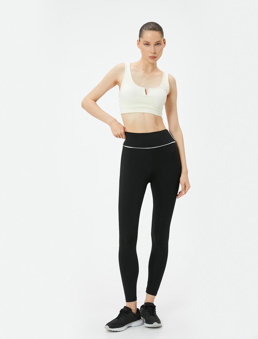   Spor Tayt Yüksek Bel Çizgi Detaylı Slim Fit