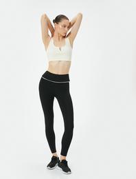 Spor Tayt Yüksek Bel Çizgi Detaylı Slim Fit