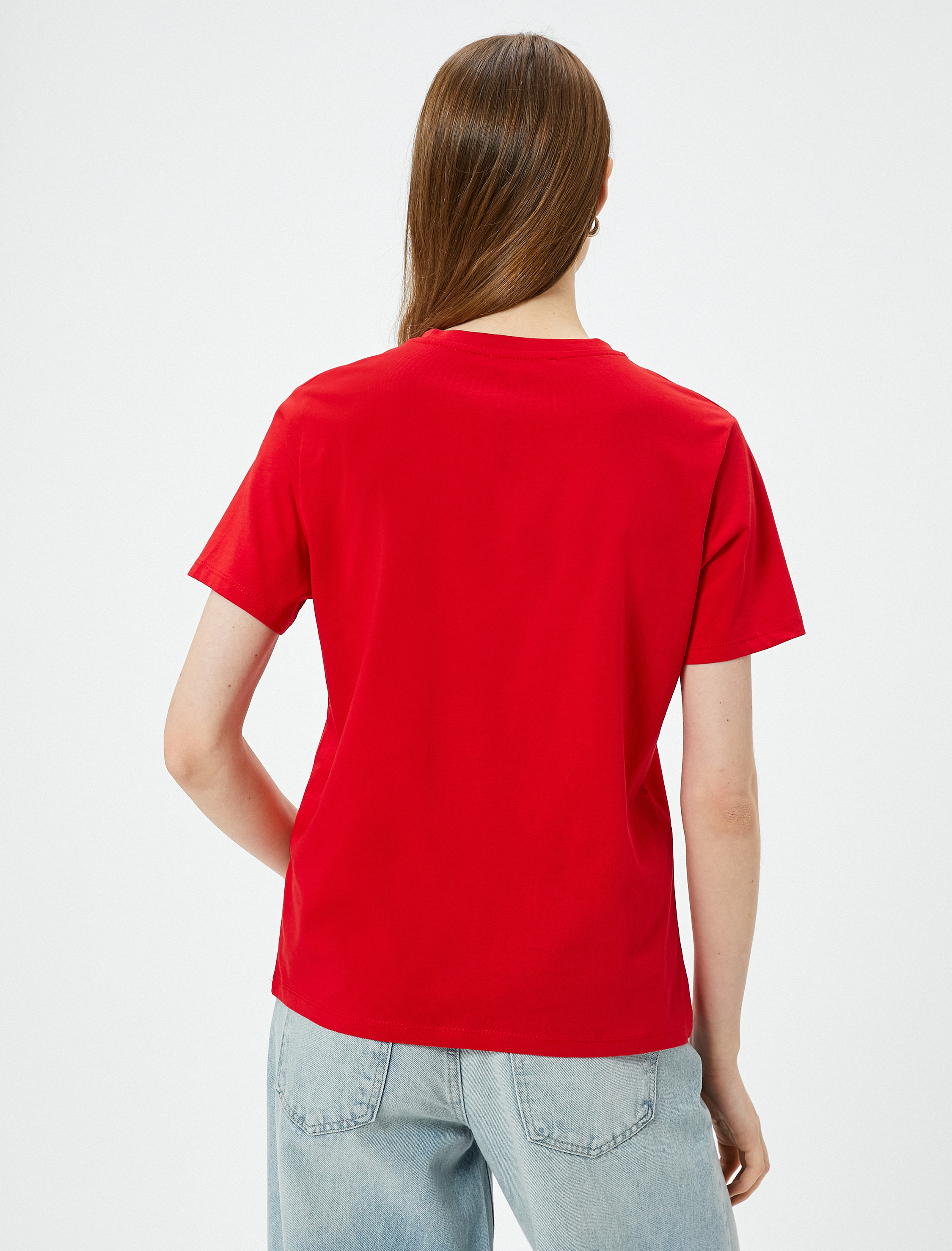   Baskılı Tişört Bisiklet Yaka Kısa Kollu Pamuklu Standart Kesim