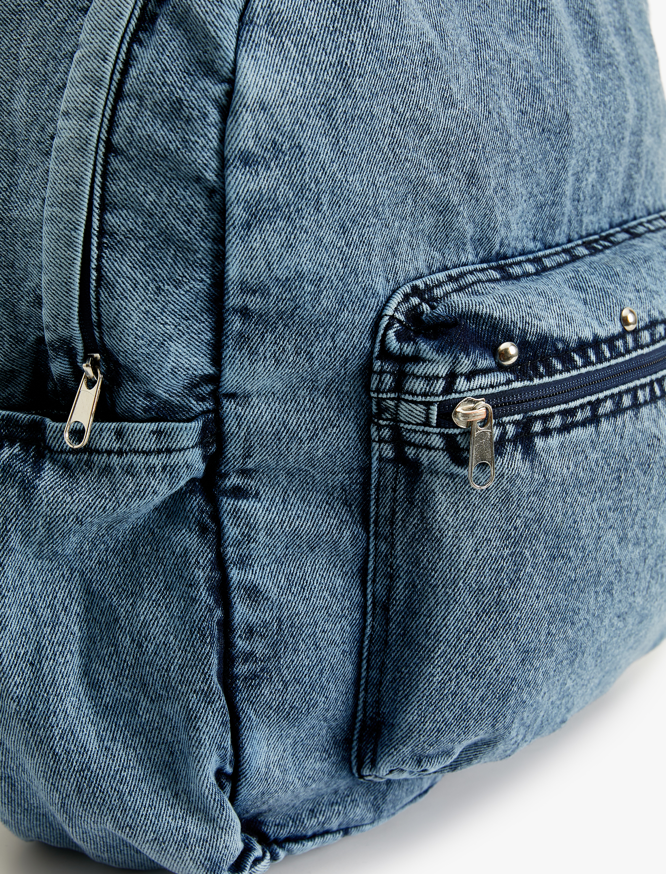  Kadın Sırt Çantası Denim Orta Boy Fermuarlı