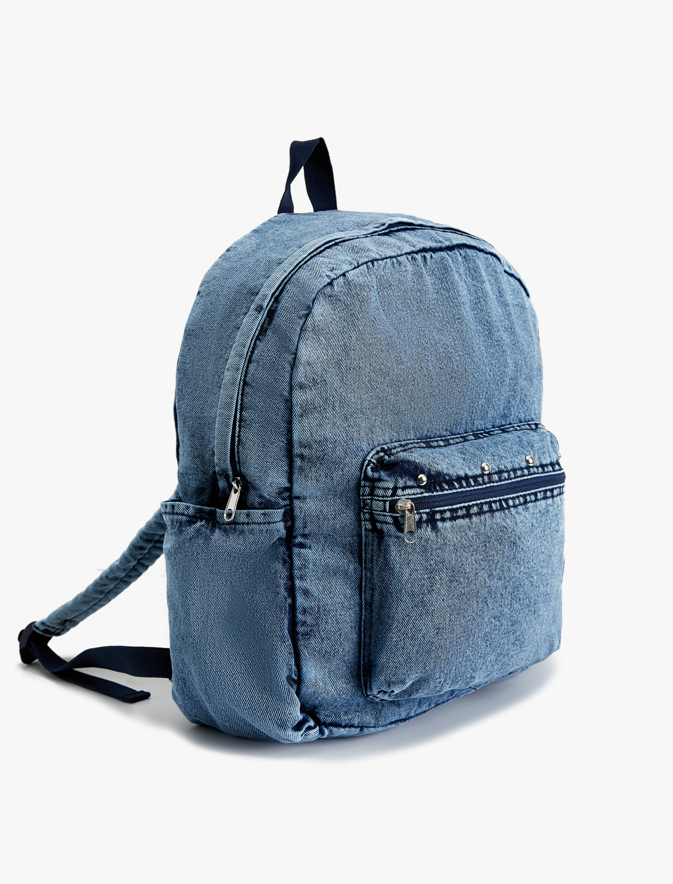  Kadın Sırt Çantası Denim Orta Boy Fermuarlı