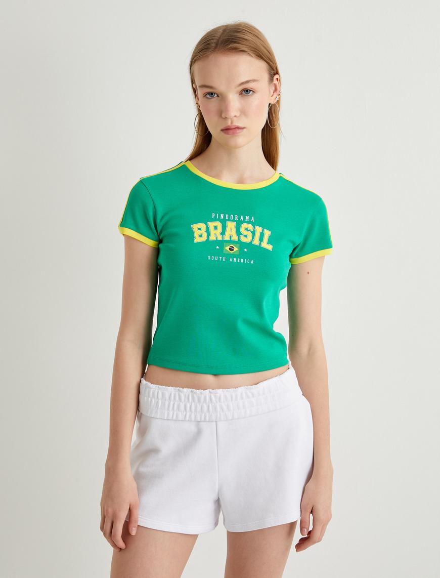   Brasil Tişört Kısa Kollu Bisiklet Yaka Slim Fit