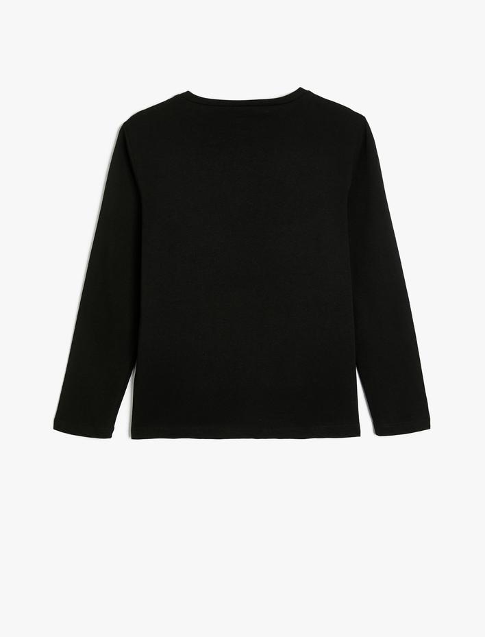 Kız Çocuk Tişört Şehir Baskılı Uzun Kollu Bisiklet Yaka