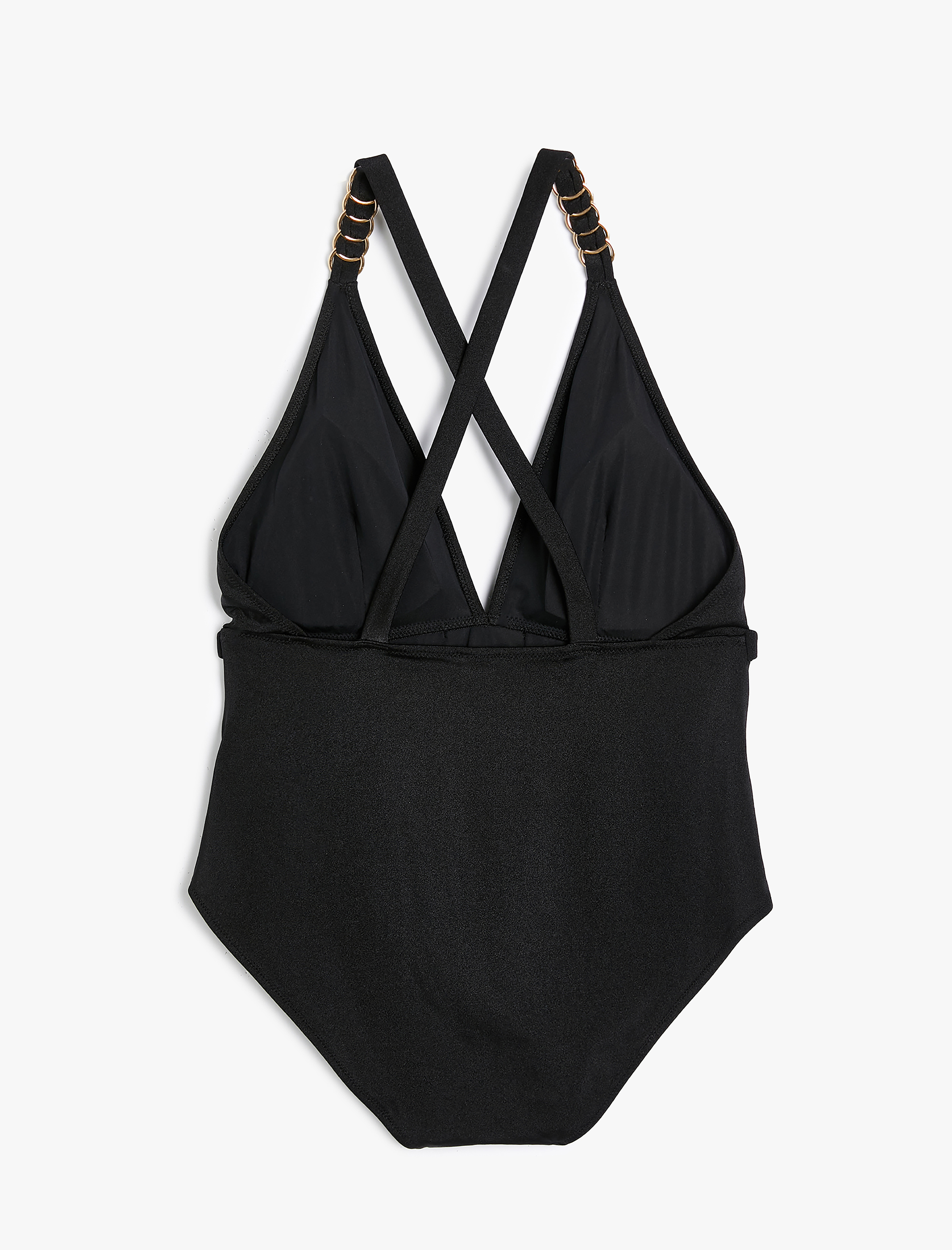   Mayo Arkası Çapraz Askılı Metal Aksesuar Detaylı Derin V Yaka