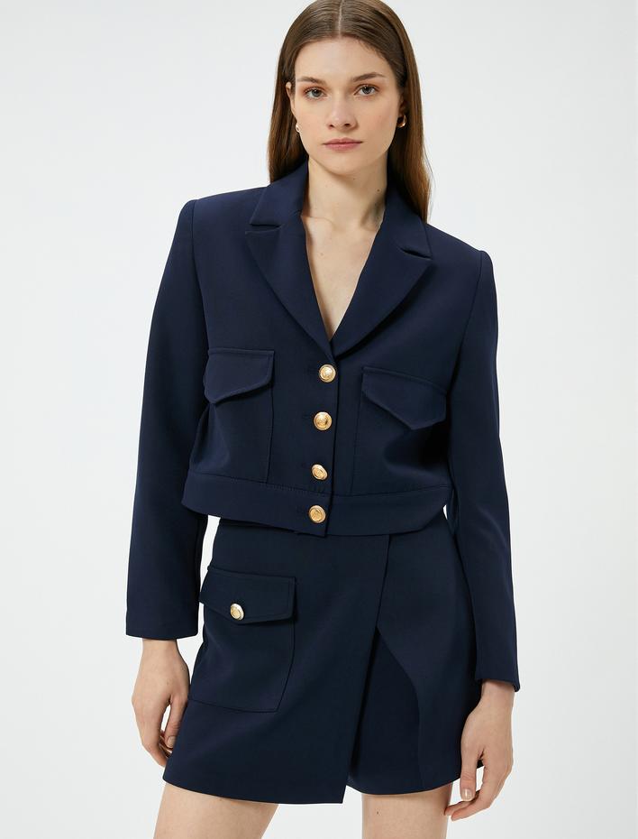  Mini Şort Etek Yüksek Bel Düğmeli Cep Detaylı