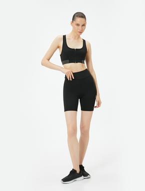 Fermuarlı Sporcu Sütyeni Kapsız Slim Fit U Yaka_1