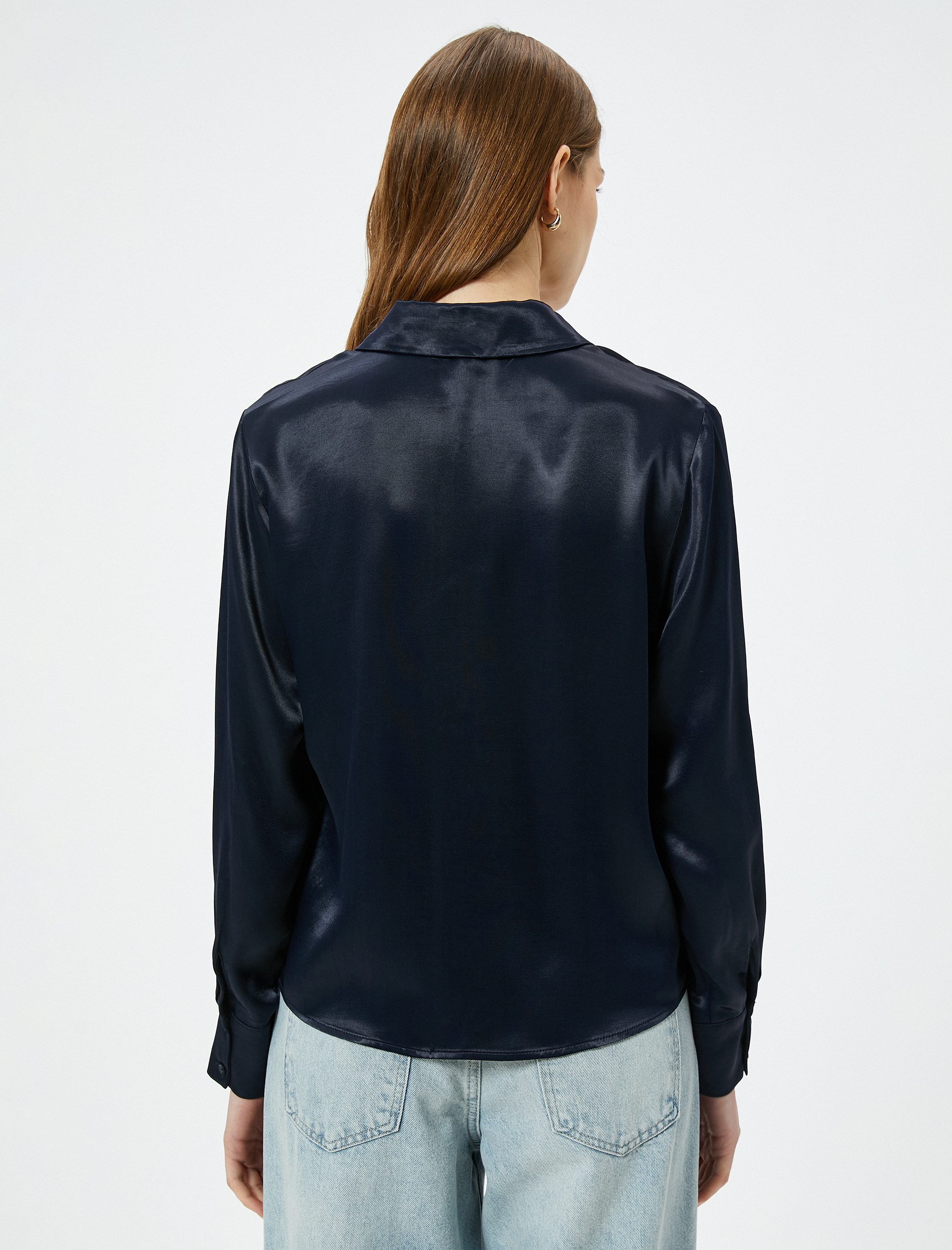   Saten Gömlek Uzun Kollu Düğmeli