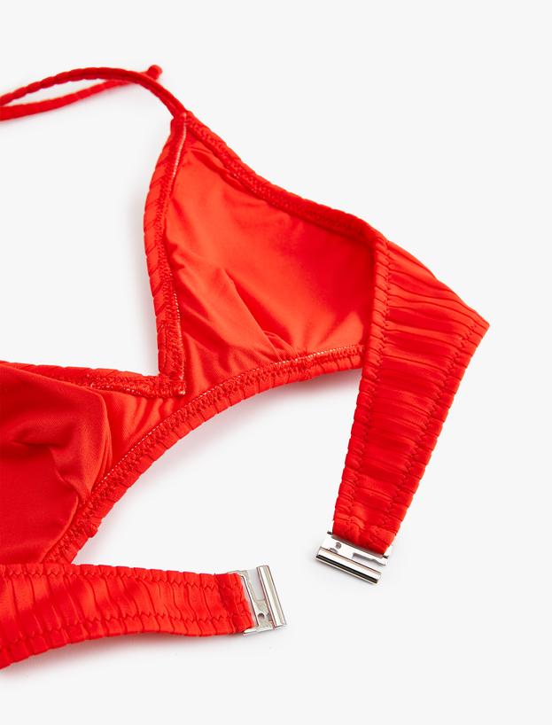 Bralet Bikini Üstü Boyundan Bağlamalı Arkası Metal Kapama Detaylı_7