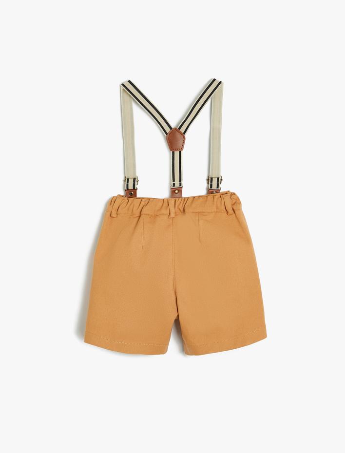 Erkek Bebek Askılı Chino Şort Cep Detaylı Pamuklu