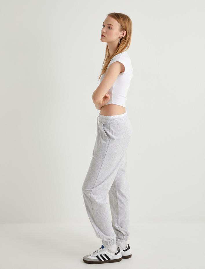  Şardonlu Jogger Eşofman Altı Çift Bel Detaylı Cepli Rahat Kalıp