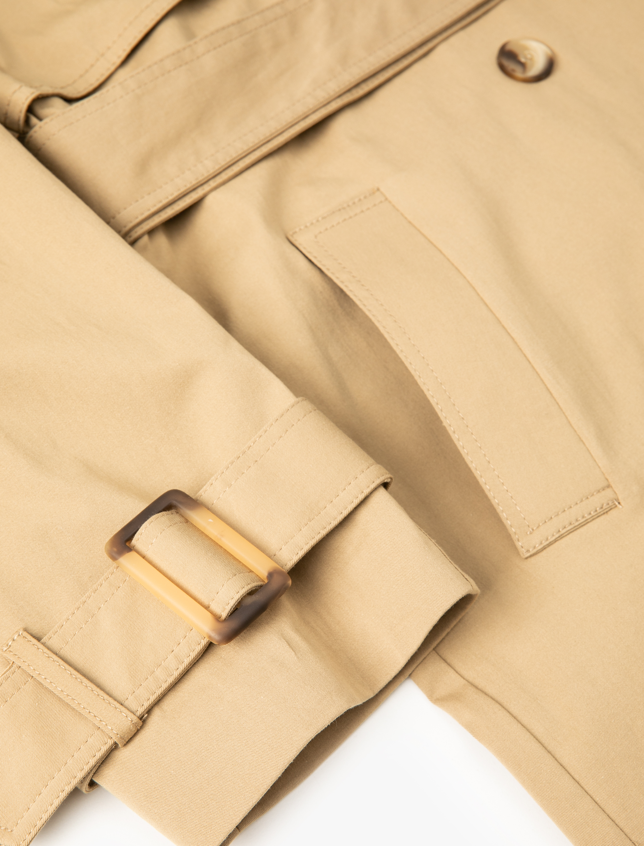   Midi Trençkot Kruvaze Düğmeli Kuşaklı