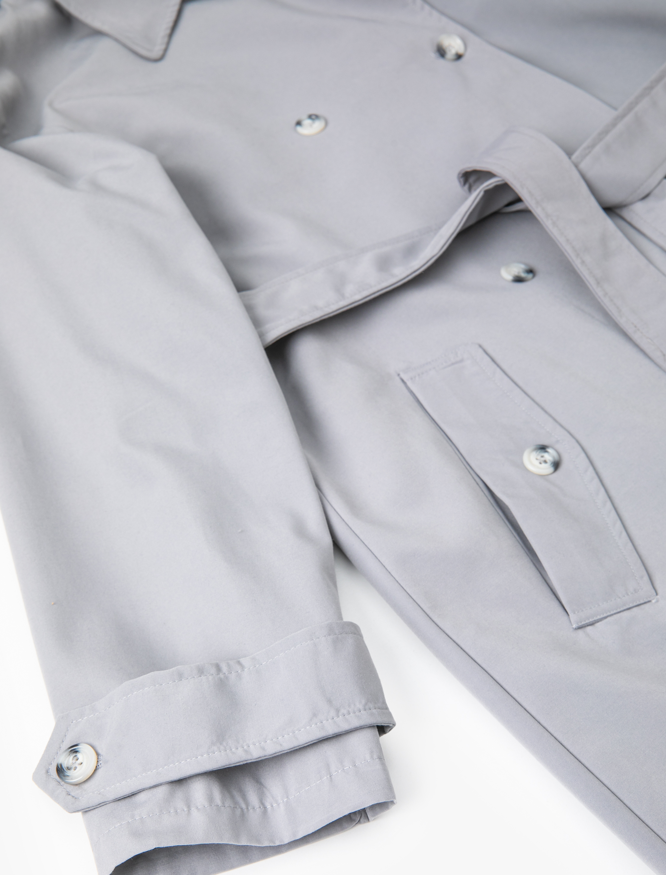   Trençkot Uzun Kruvaze Düğmeli Apolet Detaylı