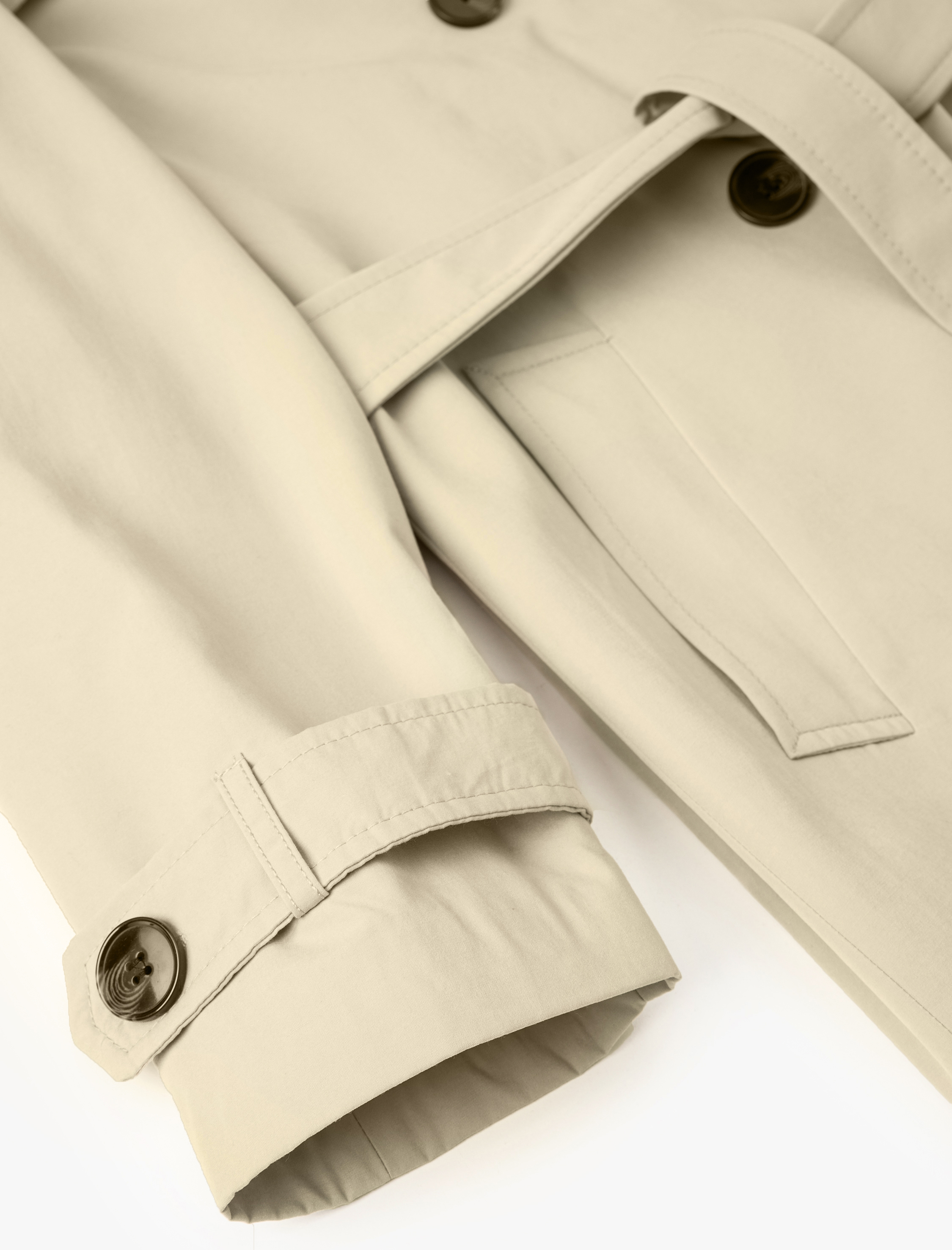   Midi Trençkot Kruvaze Düğmeli Cepli Rüzgarlık Detaylı