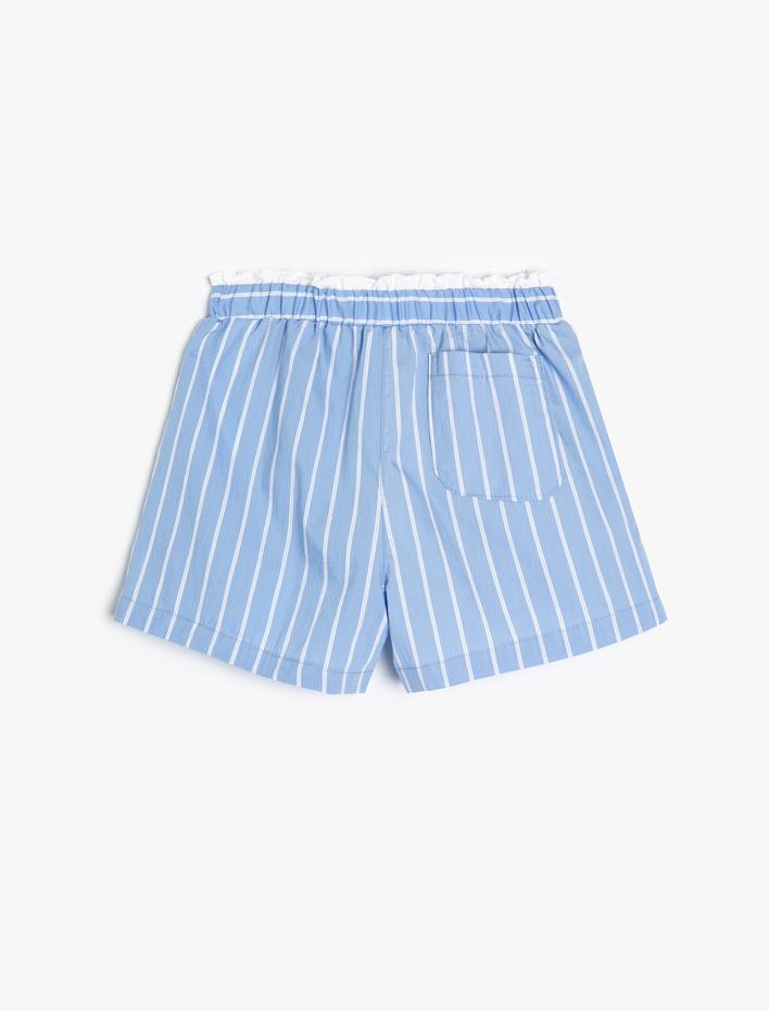 Kız Çocuk Şort Beli Lastikli Pamuklu  arkası Cep Detaylı