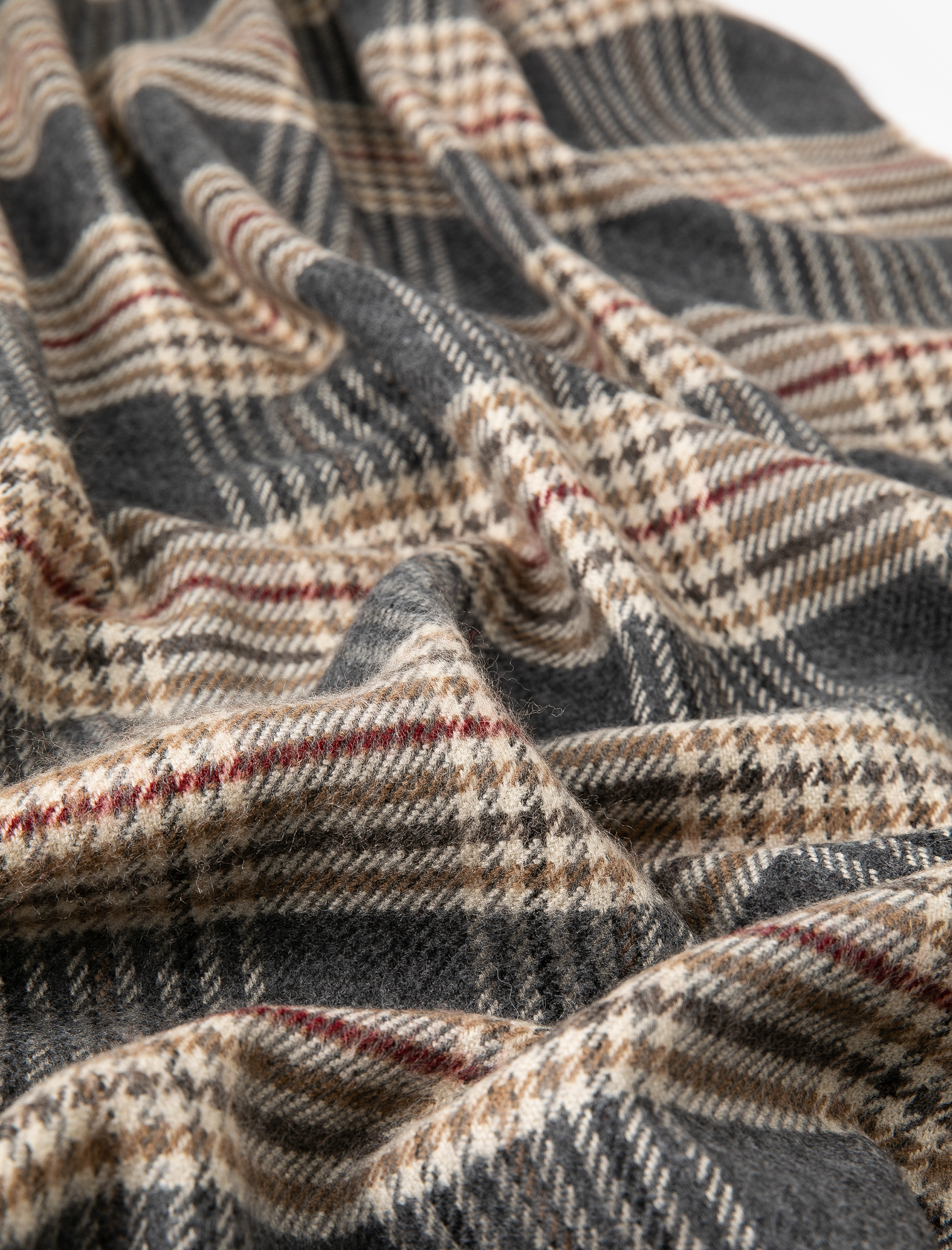  Kadın Atkı Ekose Yumuşak Dokulu Püsküllü