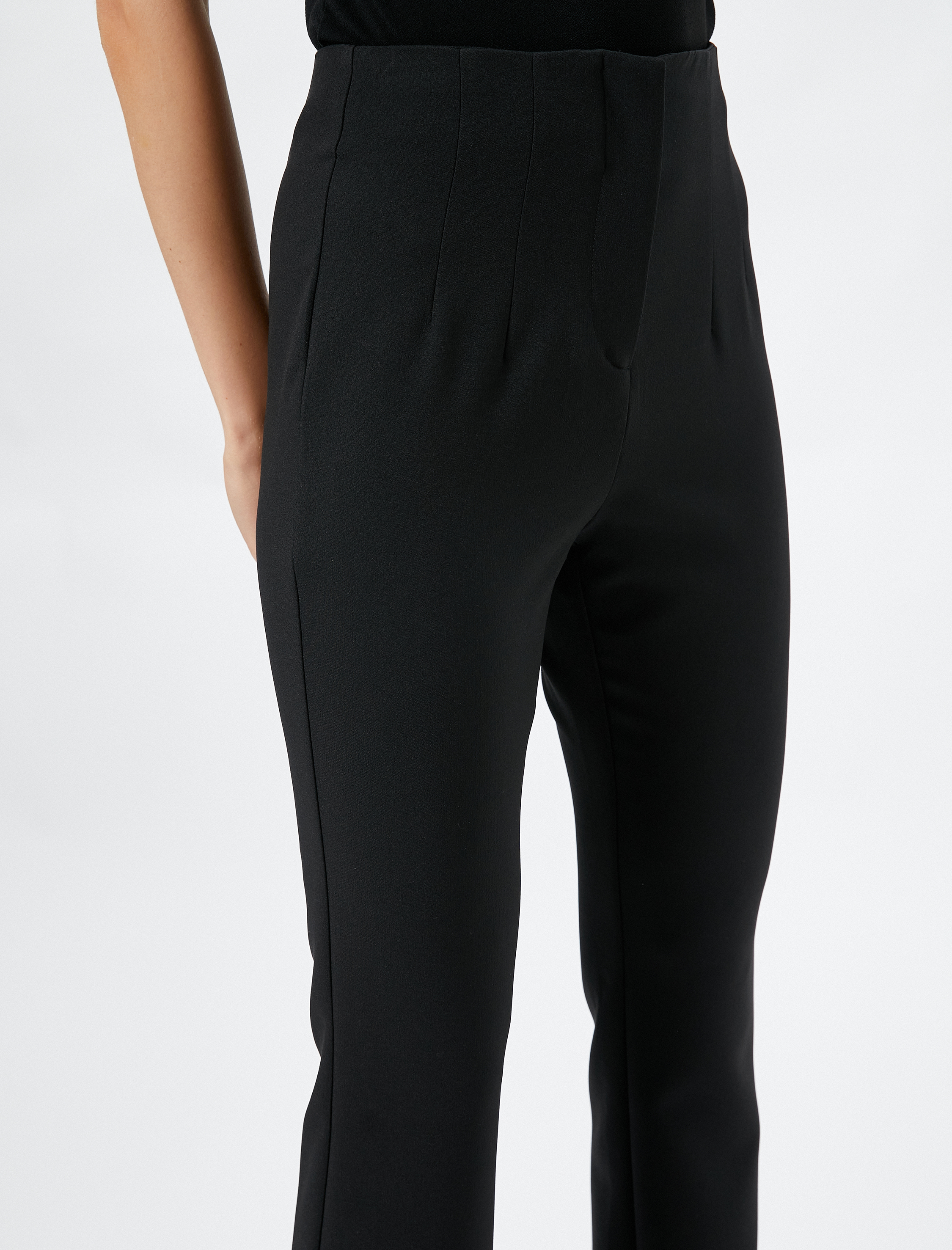   İspanyol Paça Pantolon Dikiş Detaylı Yüksek Bel