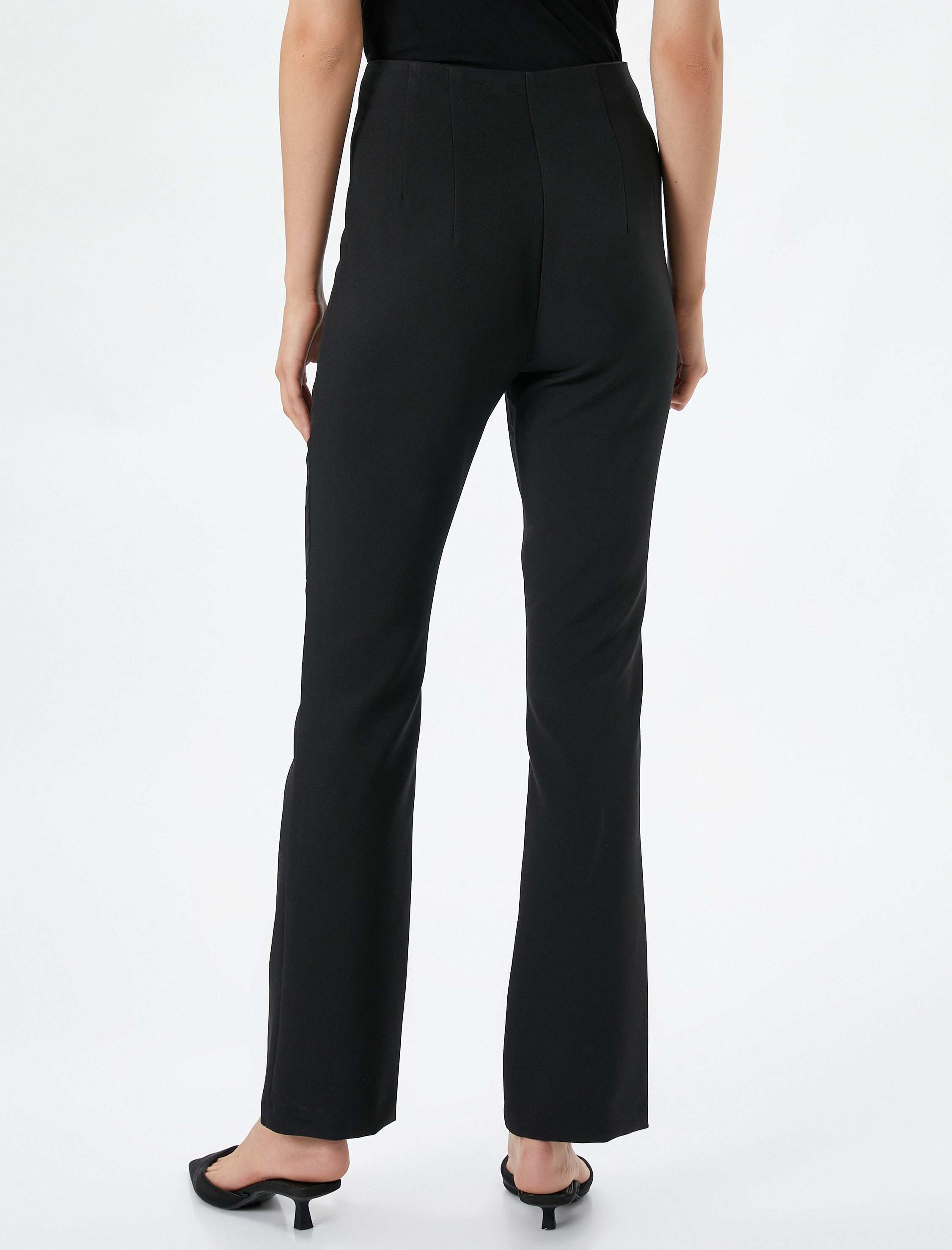   İspanyol Paça Pantolon Dikiş Detaylı Yüksek Bel